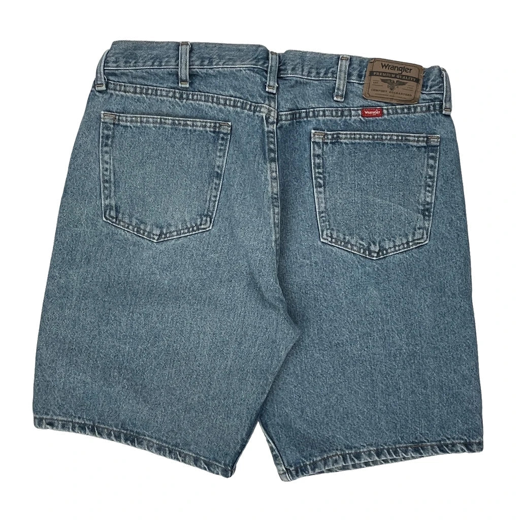 Wrangler Denim Shorts - 35W 10L Blue Cotton Refurbished - Thrifted (note: this is a term often used to describe second- refurbished available on Cerqular