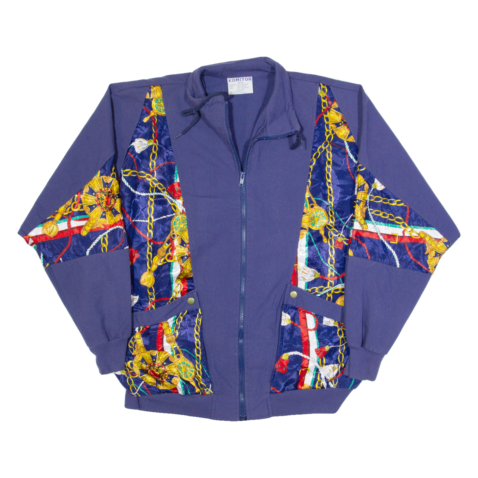 KOMITOR Womens Track Jacket Blue 90s Crazy Pattern L Refurbished - N/A refurbished available on Cerqular
