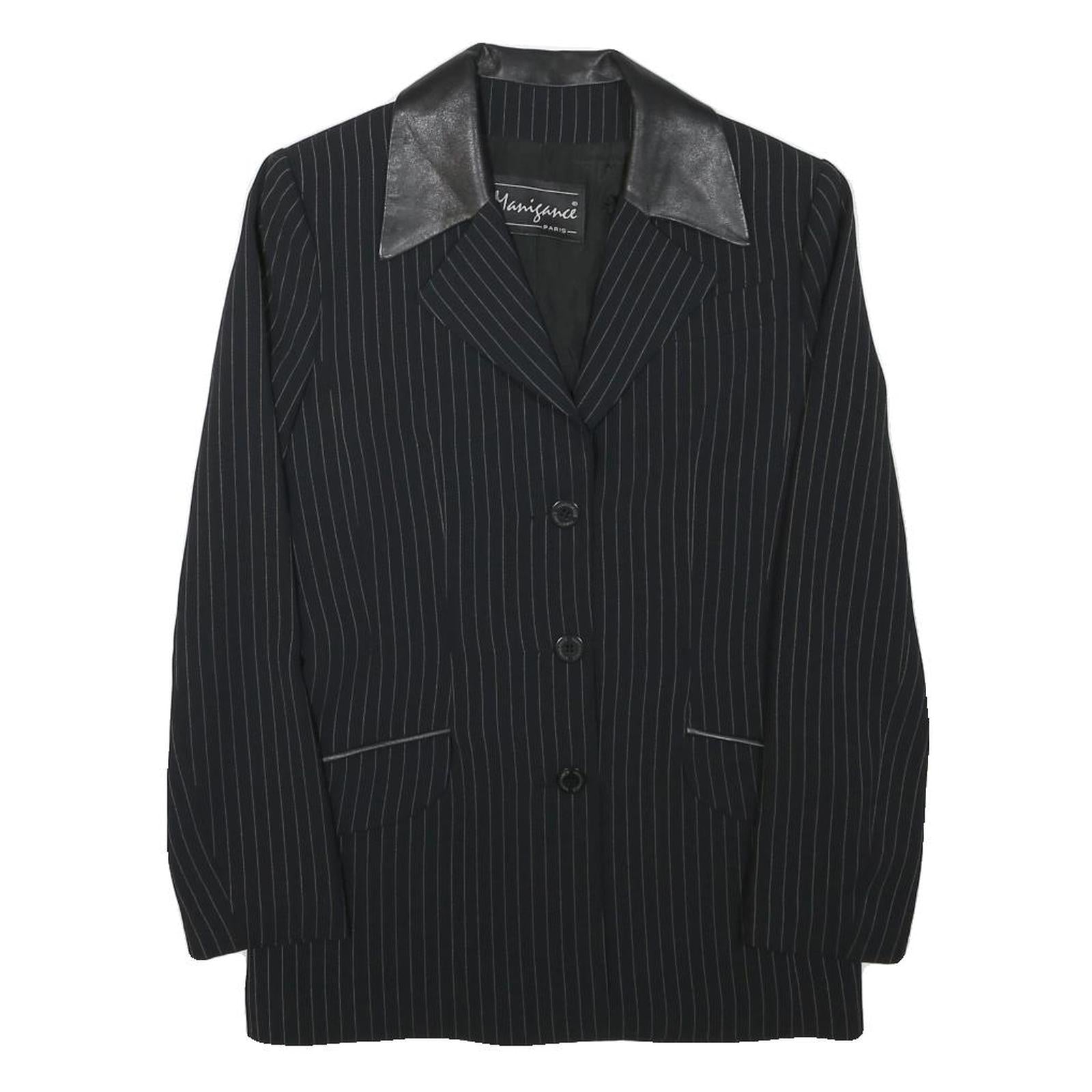 MANISANCE Womens Black & Grey Pinstripe Tailored Jacket XXS Polyester Blend Refurbished - N/A refurbished available on Cerqular