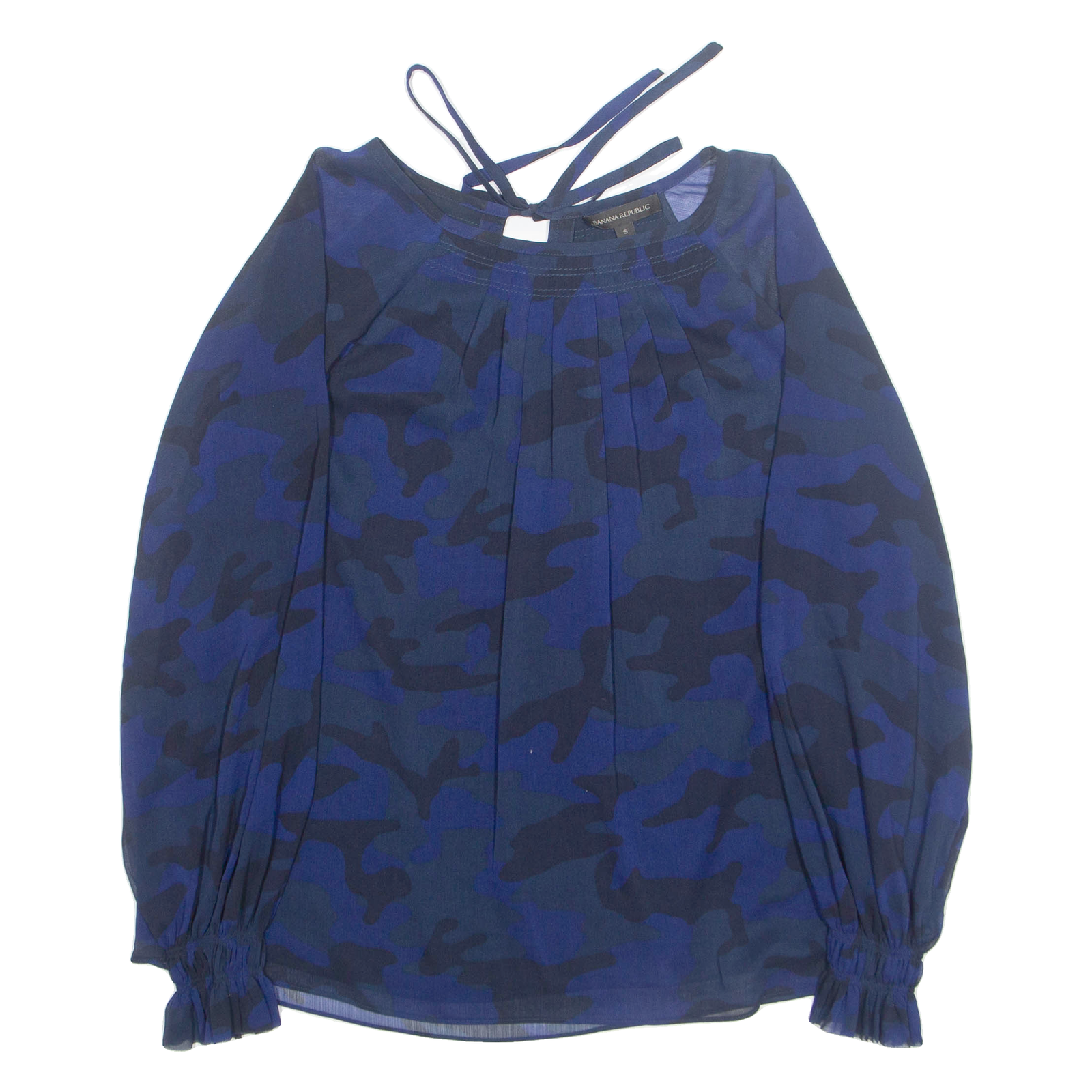 BANANA REPUBLIC Womens Printed Blouse Blue Long Sleeve Camouflage S Refurbished - N/A refurbished available on Cerqular