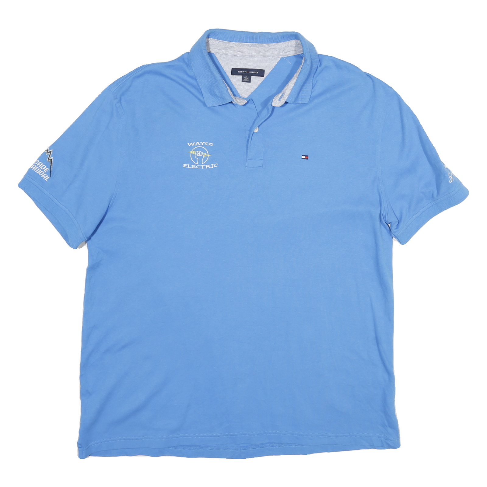 TOMMY HILFIGER Mens Blue Short Sleeve Polo Shirt XL Embroidered Cotton Casual Refurbished - N/A refurbished available on Cerqular