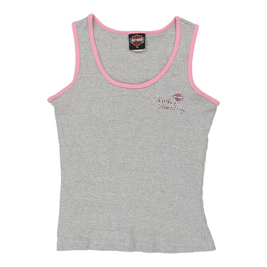 Springfield Ohio Harley Davidson Top - XL Grey Cotton | Size: x-large Refurbished - Thrifted (note: this is a term often used to describe second- refurbished available on Cerqular