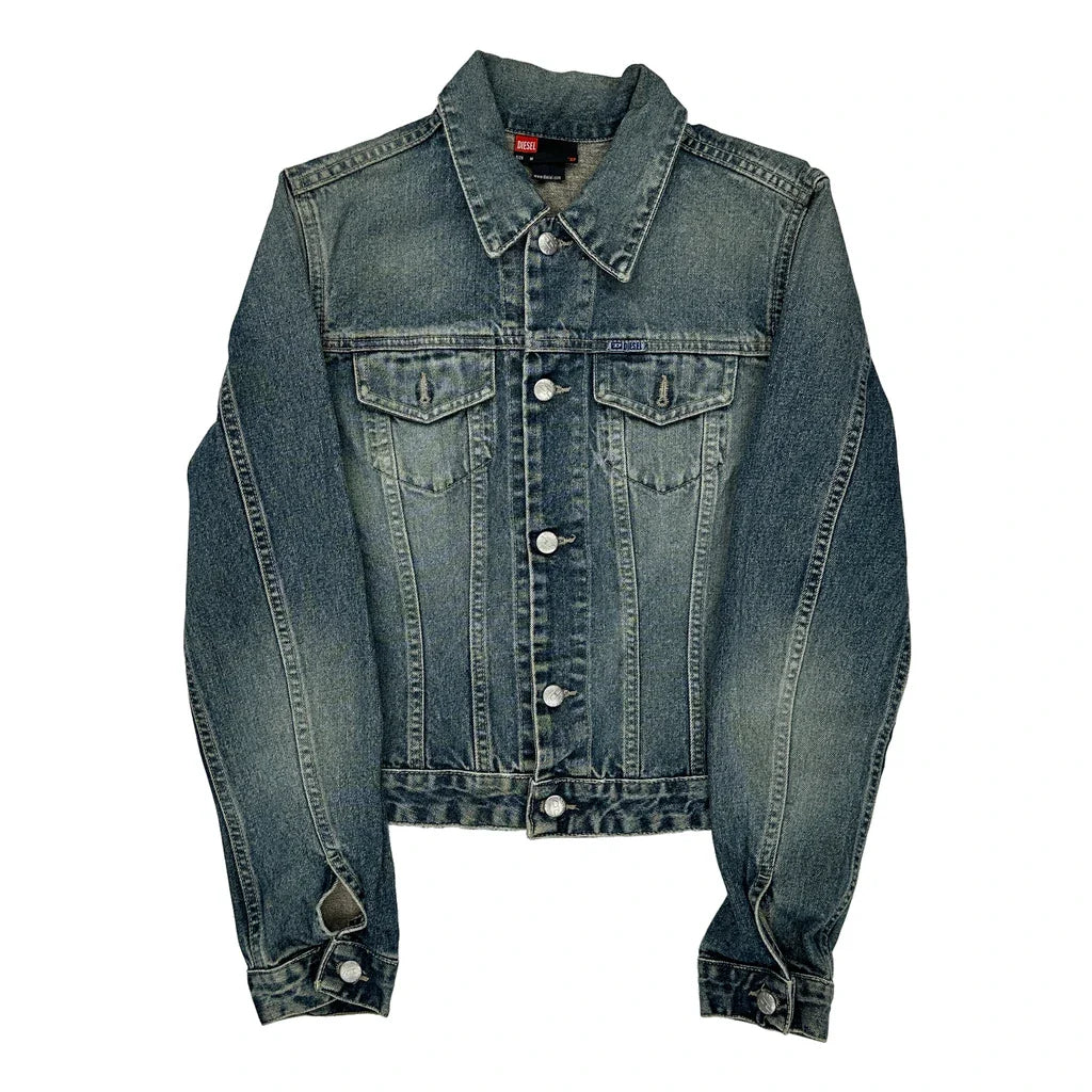 Diesel Denim Jacket - Medium Blue Denim Refurbished - Thrifted (note: this is a term often used to describe second- refurbished available on Cerqular