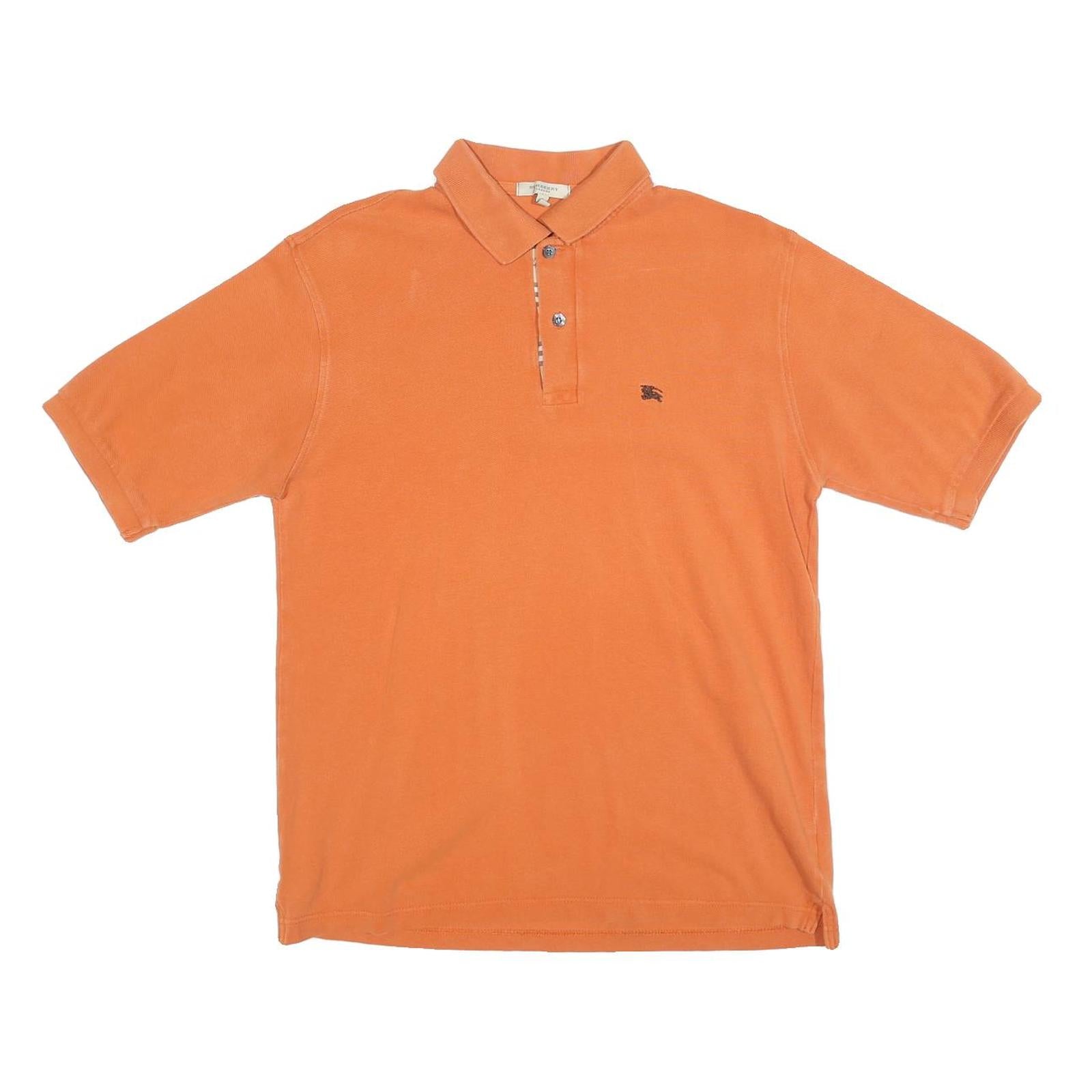 BURBERRY Mens Orange Short Sleeve Plain S Polo Shirt Cotton Blend Classic Refurbished - N/A refurbished available on Cerqular