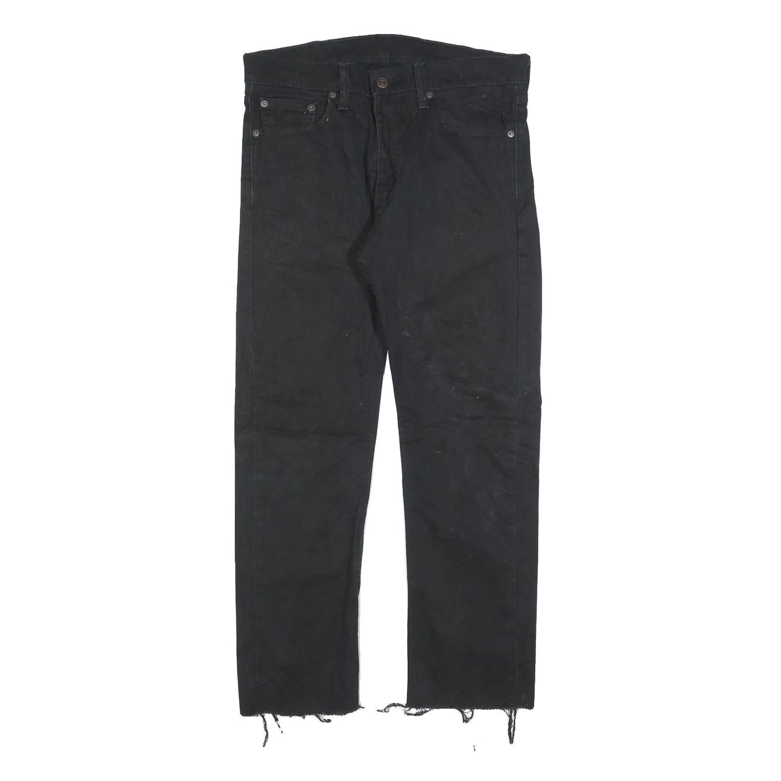 LEVI'S 513 Mens Black Regular Skinny Denim Raw W31 L27 Distressed Hem Jeans Refurbished - N/A refurbished available on Cerqular