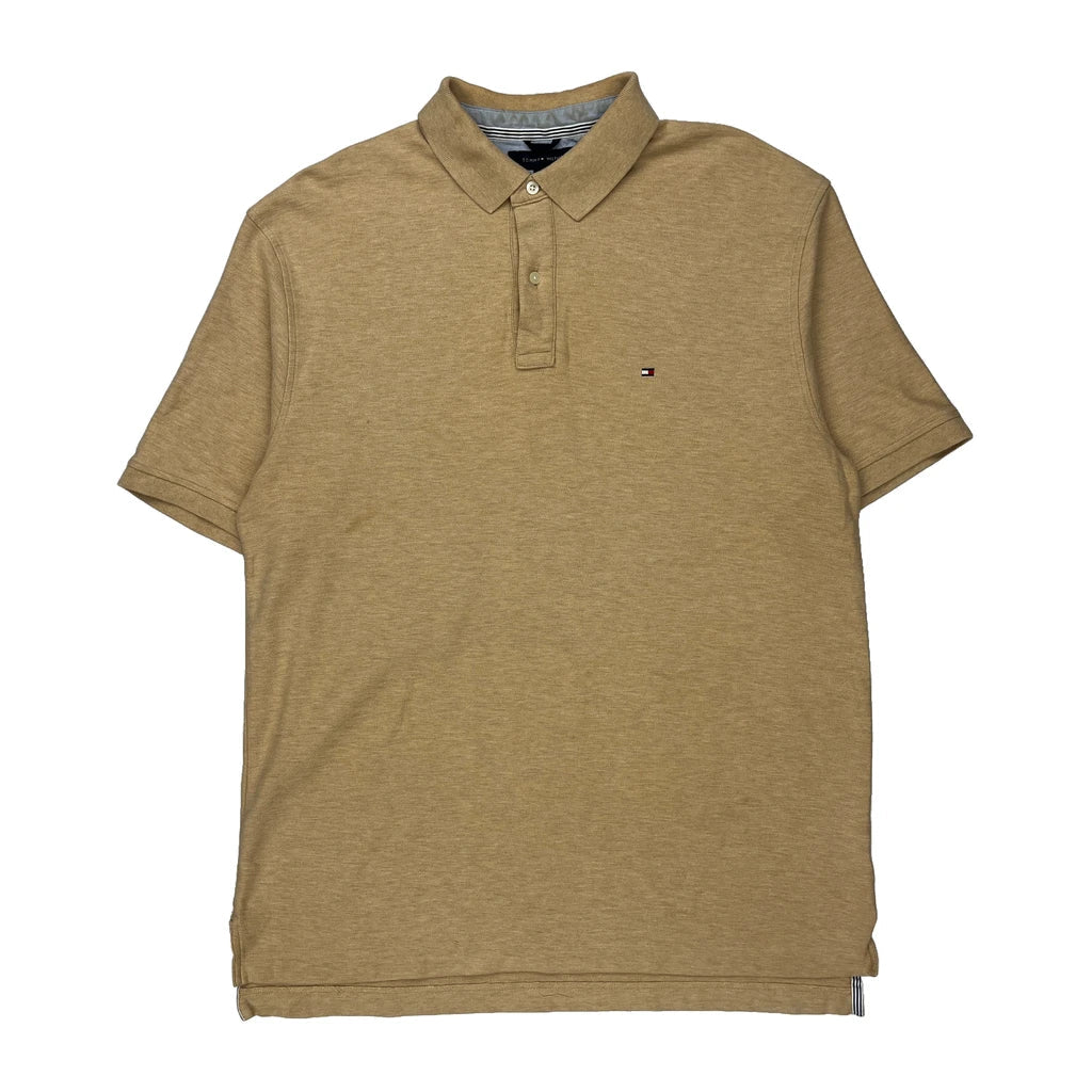 Tommy Hilfiger Polo Shirt - XL Beige Cotton Refurbished - Thrifted (note: this is a term often used to describe second- refurbished available on Cerqular