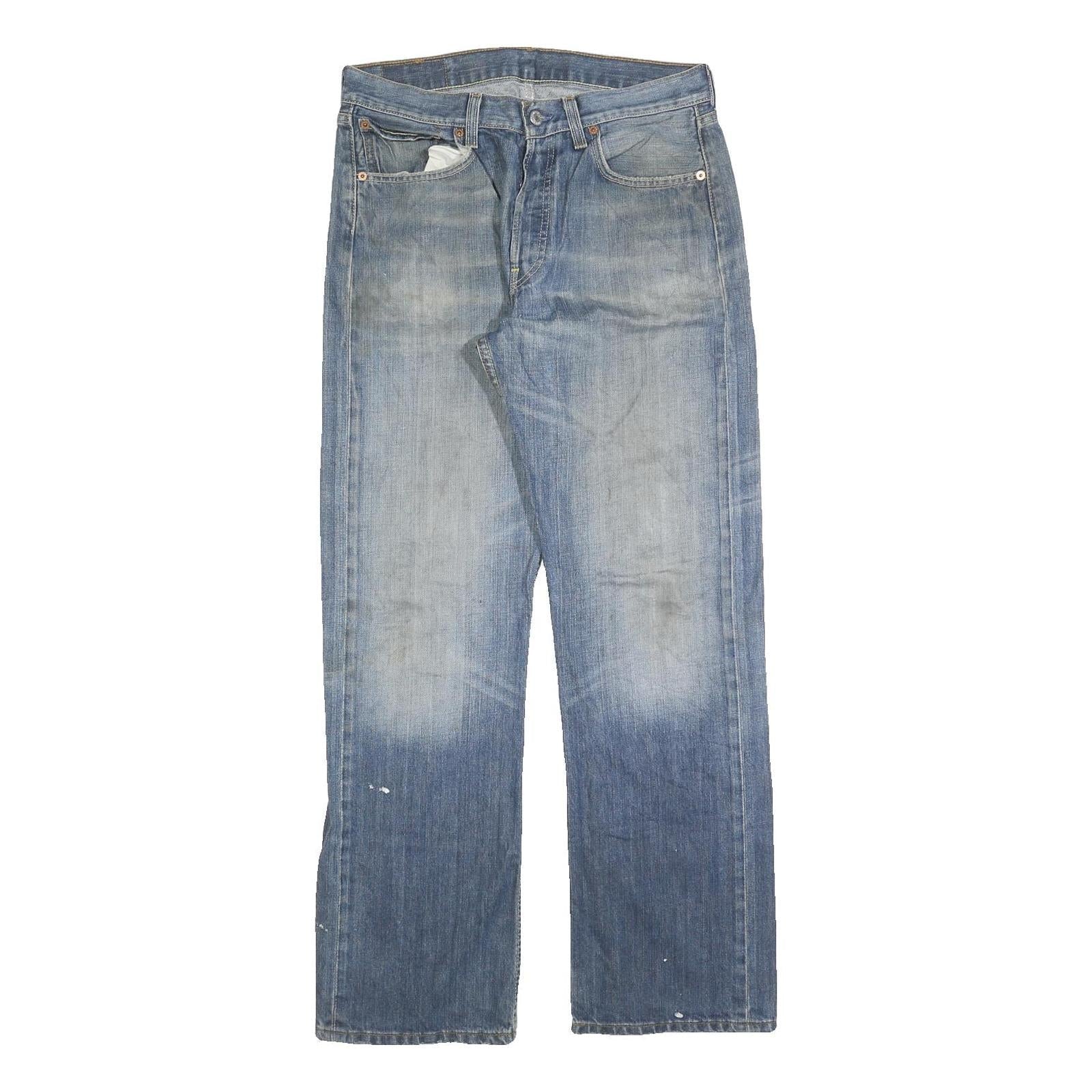 LEVI'S 501 Mens Blue Regular Straight Denim Medium W32 L32 Classic Cotton Blend Refurbished - N/A refurbished available on Cerqular