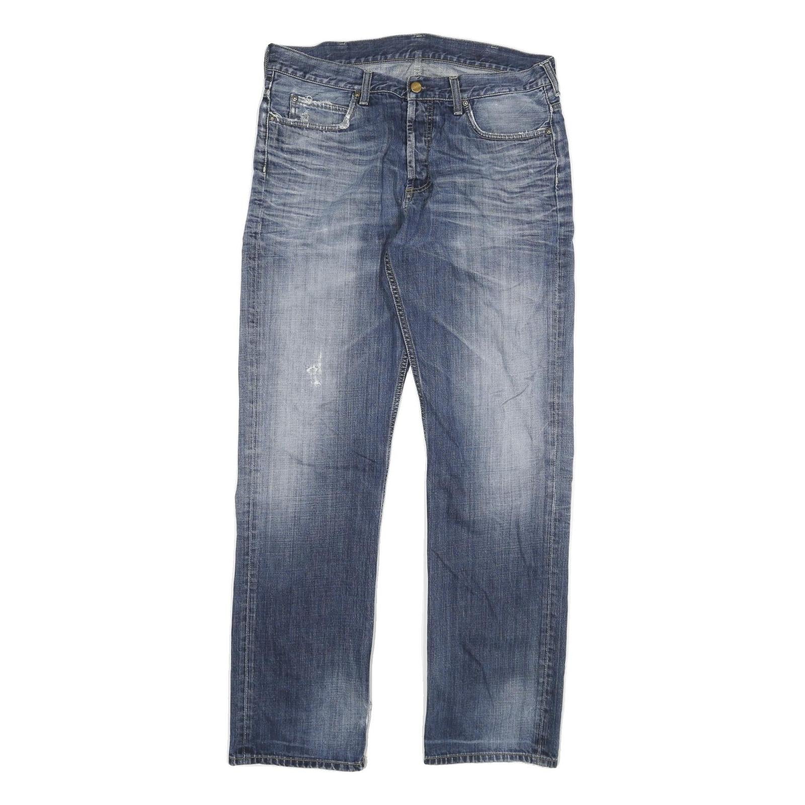 CARHARTT Mens Regular Fit Blue Denim Jeans W33 L34 Distressed Casual Wear Refurbished - N/A refurbished available on Cerqular