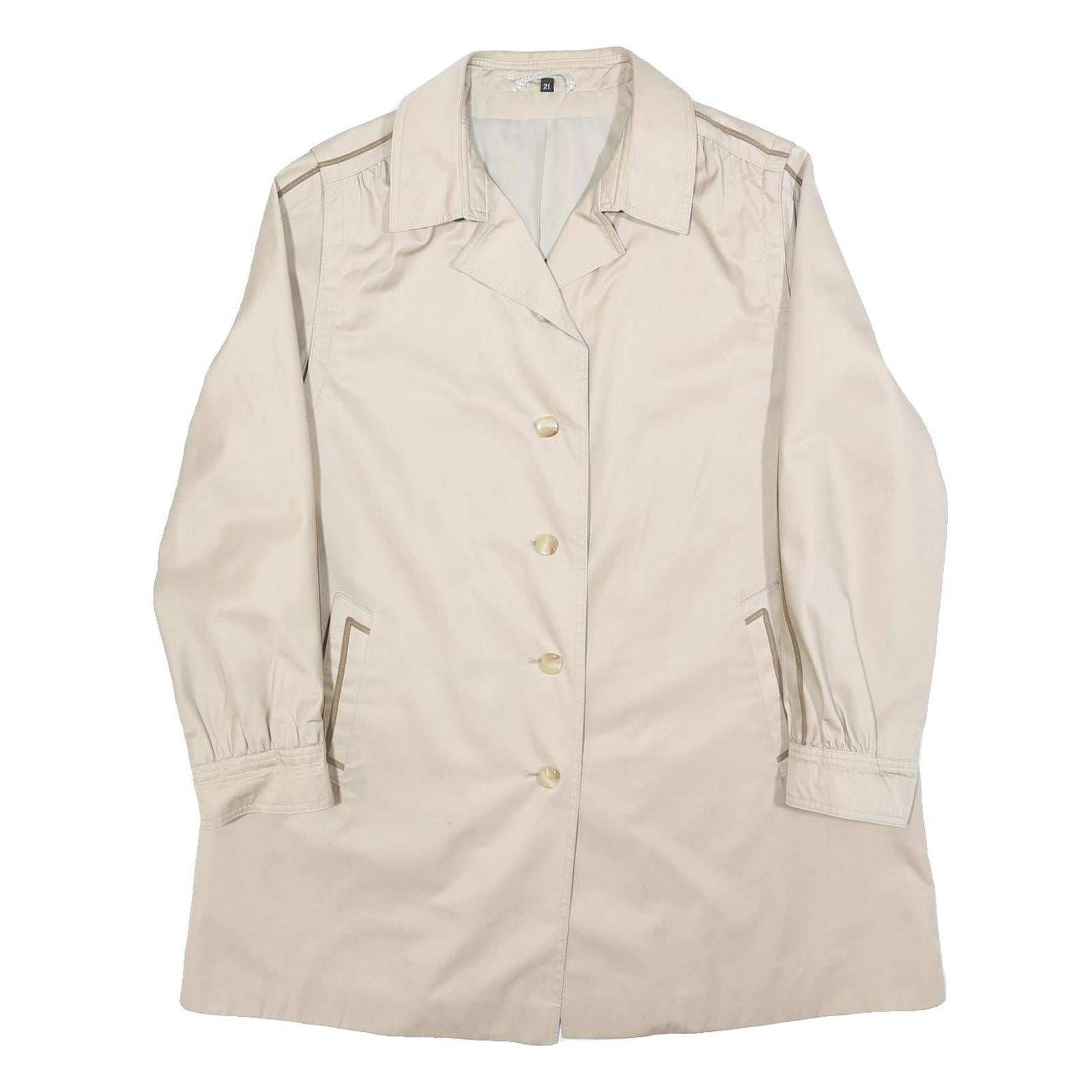 F & S MODELL Womens Beige Cotton Blend Button Jacket M Casual Lightweight Refurbished - N/A refurbished available on Cerqular