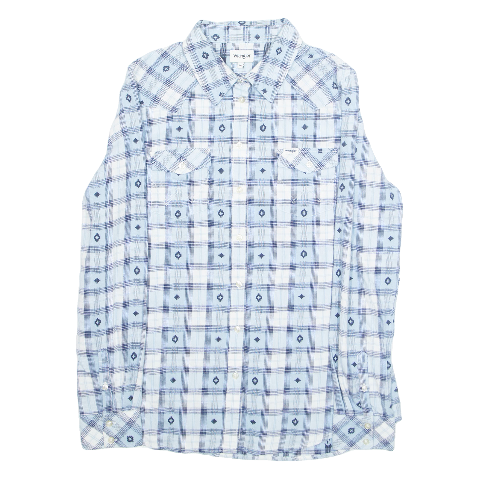 WRANGLER Womens Shirt Blue Crazy Pattern Long Sleeve M Refurbished - N/A refurbished available on Cerqular