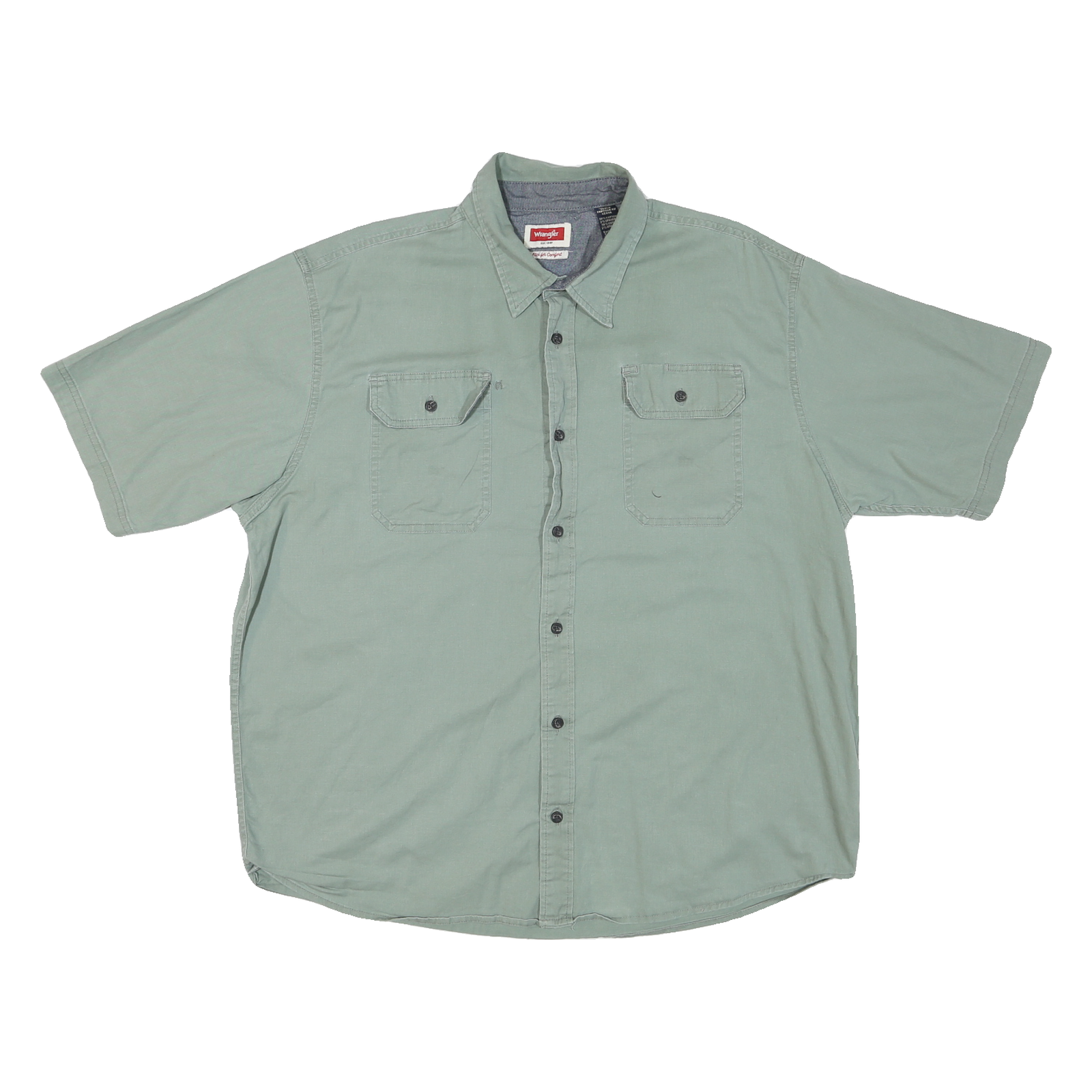 WRANGLER Mens Green Cotton Blend Casual Shirt XL Button Pocket Workwear Relaxed Refurbished - N/A refurbished available on Cerqular