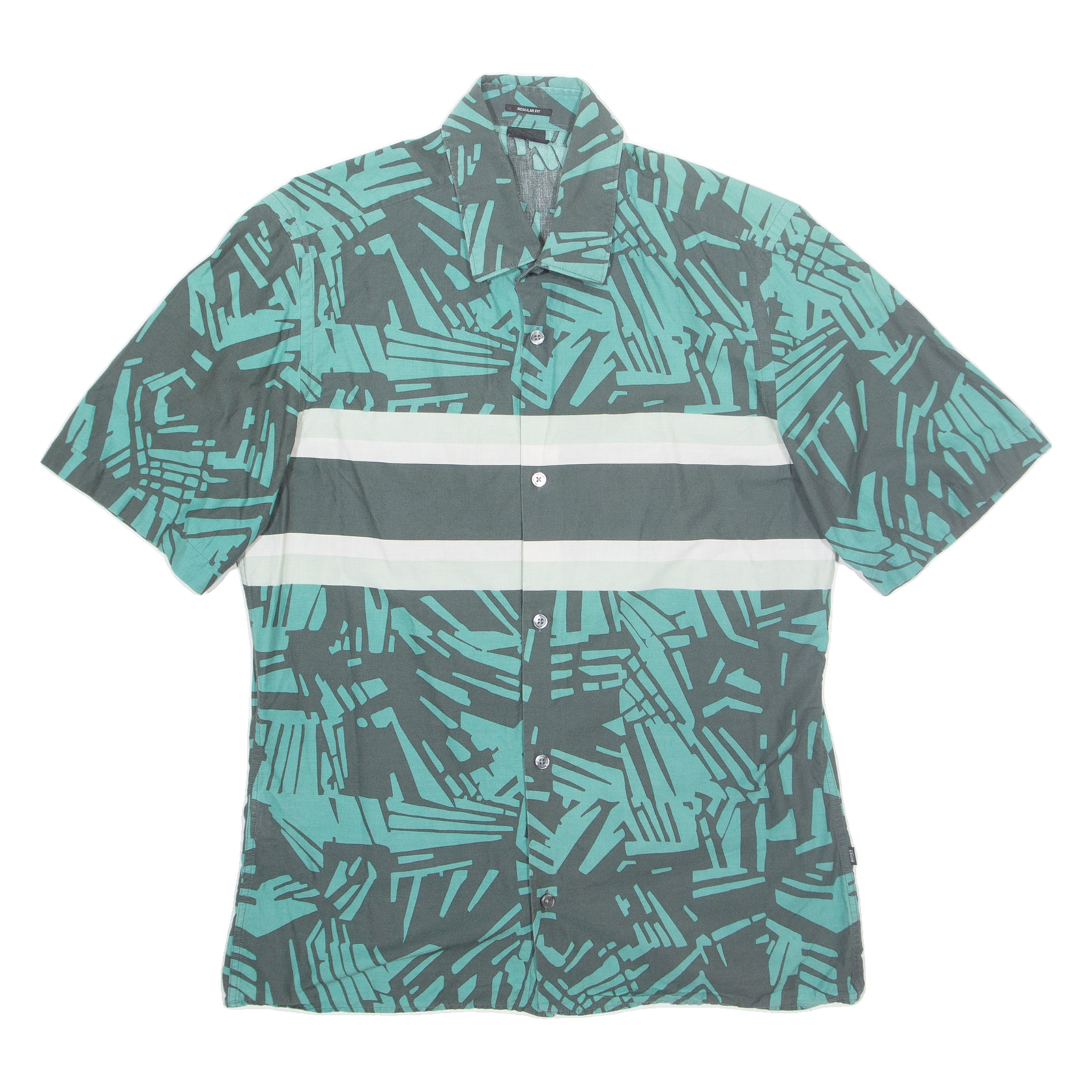BOSS HUGO BOSS Mens Shirt Green Crazy Pattern M Refurbished - N/A refurbished available on Cerqular