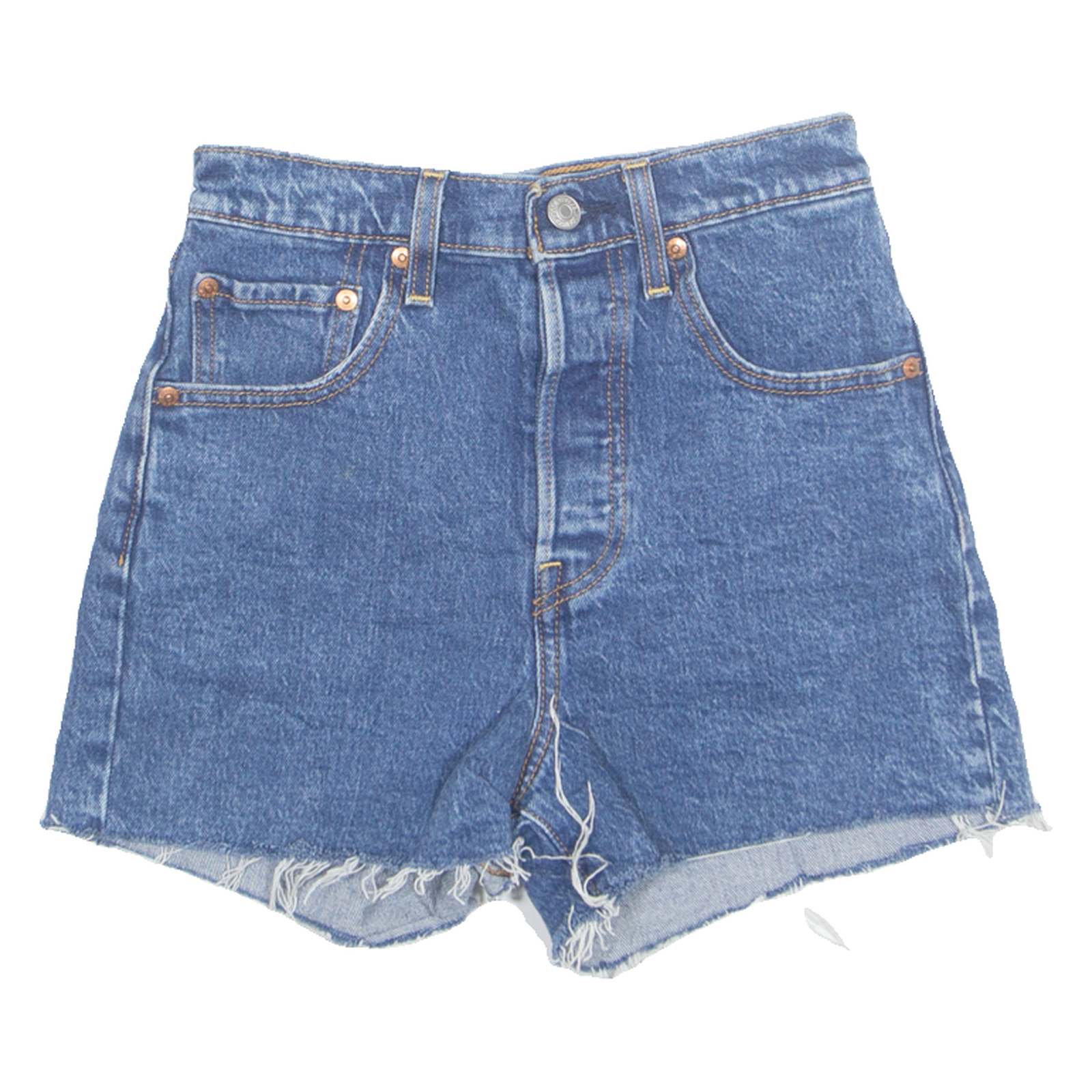 LEVI'S Cut Off Ribcage Premium E Womens Denim Shorts Blue Relaxed XS W25 Refurbished - N/A refurbished available on Cerqular