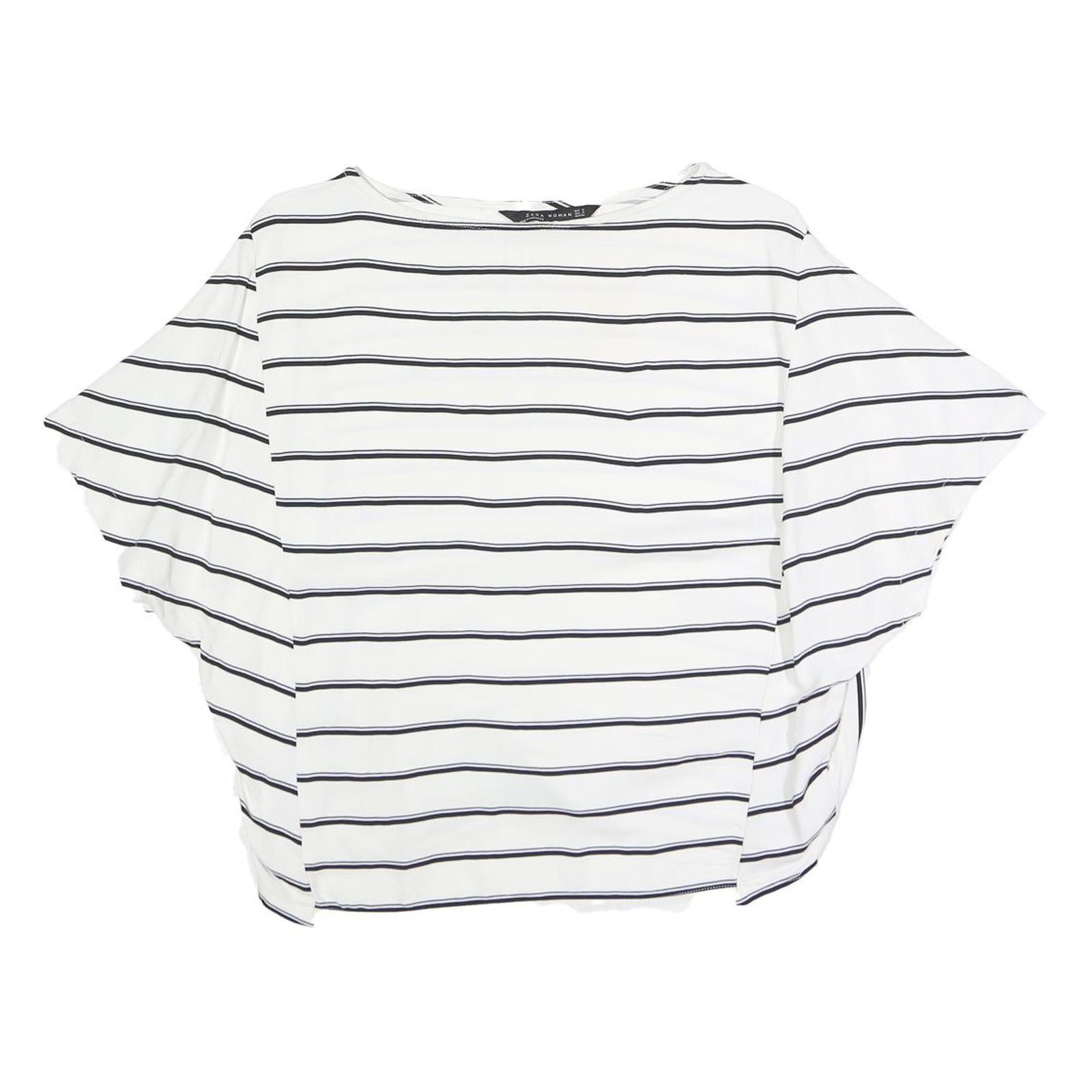 Buy ZARA Womens White & Black Striped Oversized Top Short Sleeve Round Neck S Refurbished - $18.19 ZARA Womens White & Black Striped Oversized Top Short Sleeve Round Neck S Refurbished - N/A refurbished available on Cerqular