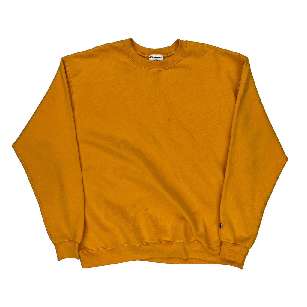 Buy Champion Sweatshirt - XL Yellow Cotton Refurbished - $22.50 Champion Sweatshirt - XL Yellow Cotton Refurbished - Thrifted (note: this is a term often used to describe second- refurbished available on Cerqular