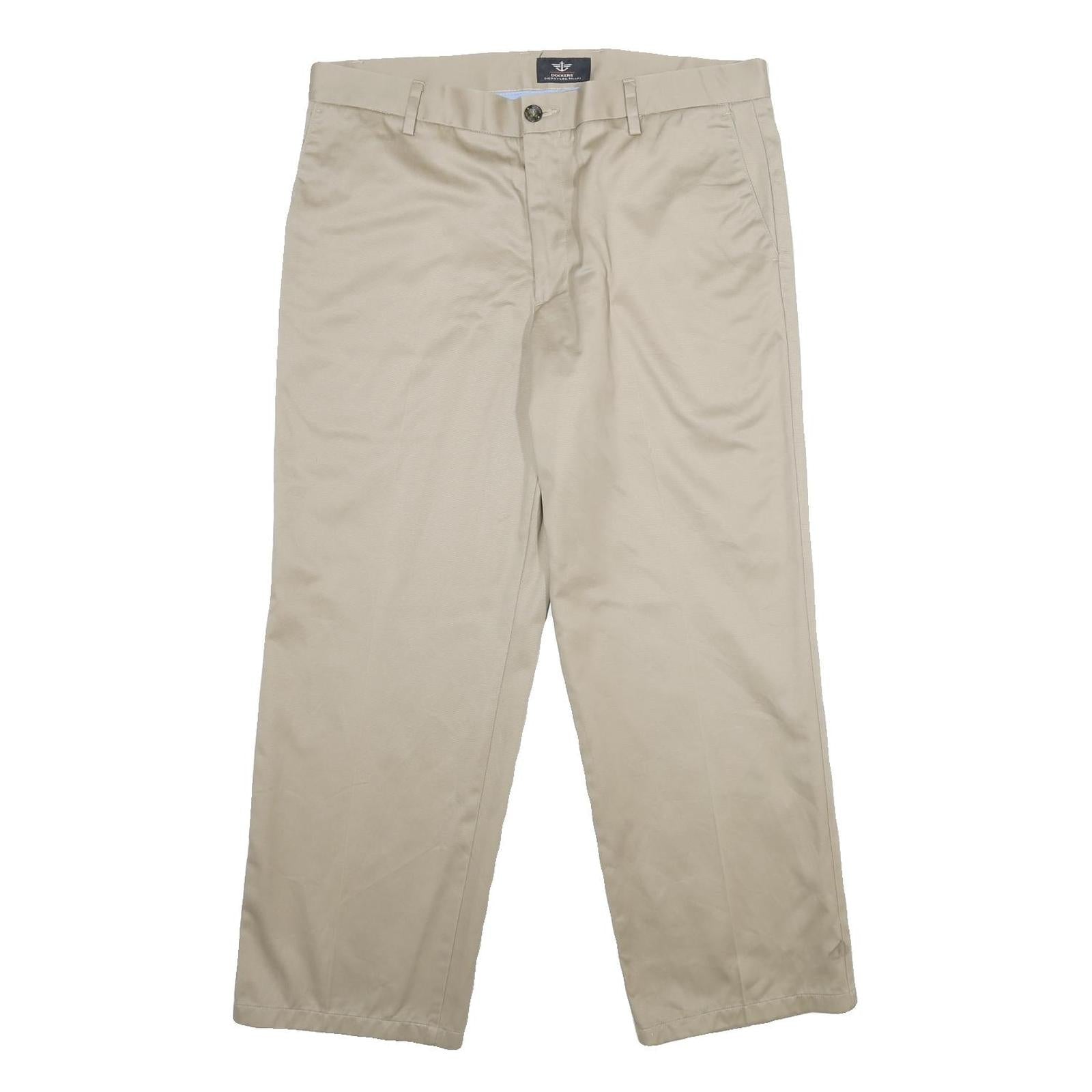 DOCKERS Mens Cotton Beige Regular Straight Trousers W36 L29 Classic Comfortable Refurbished - N/A refurbished available on Cerqular