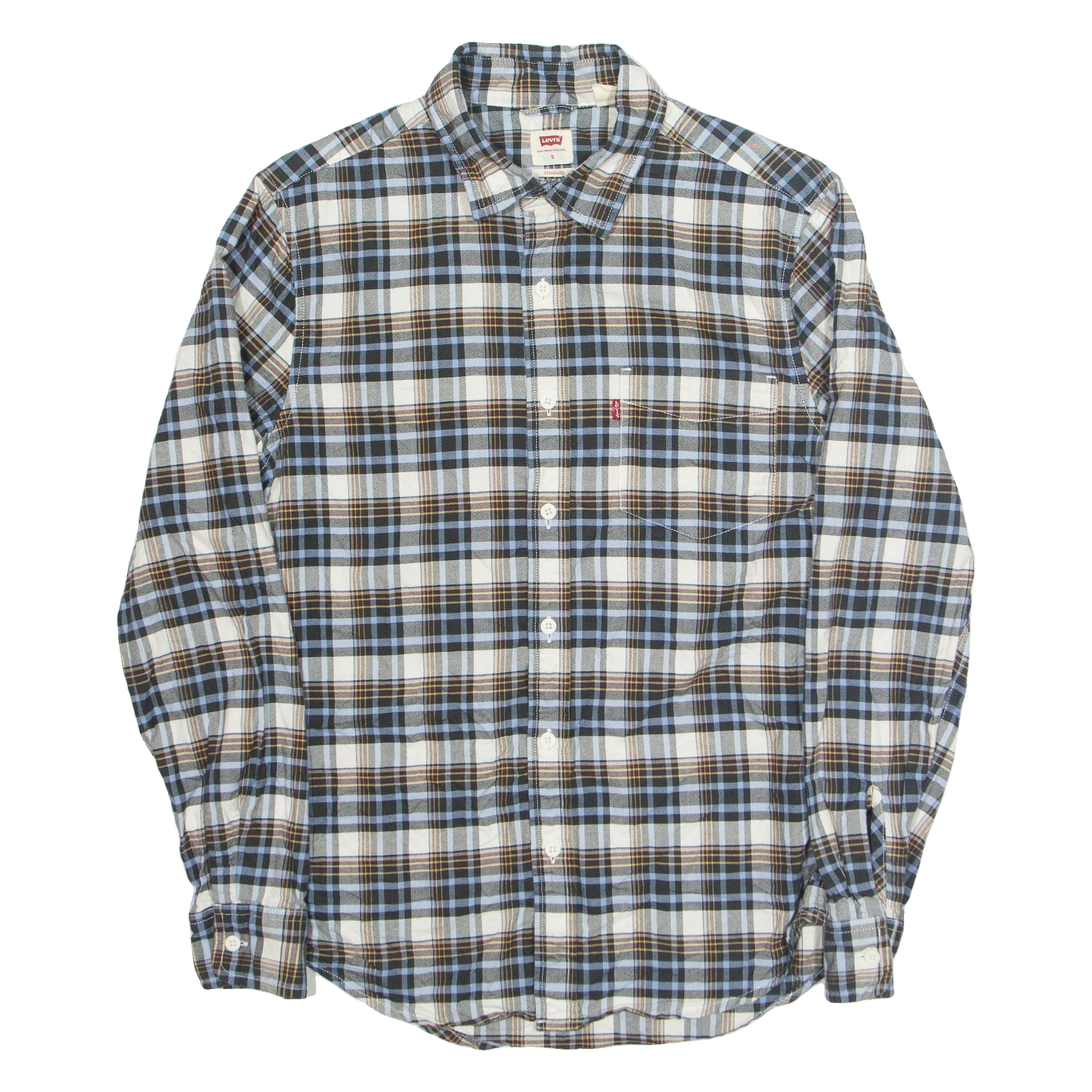 LEVI'S Mens Shirt Cream Check Long Sleeve S Refurbished - N/A refurbished available on Cerqular