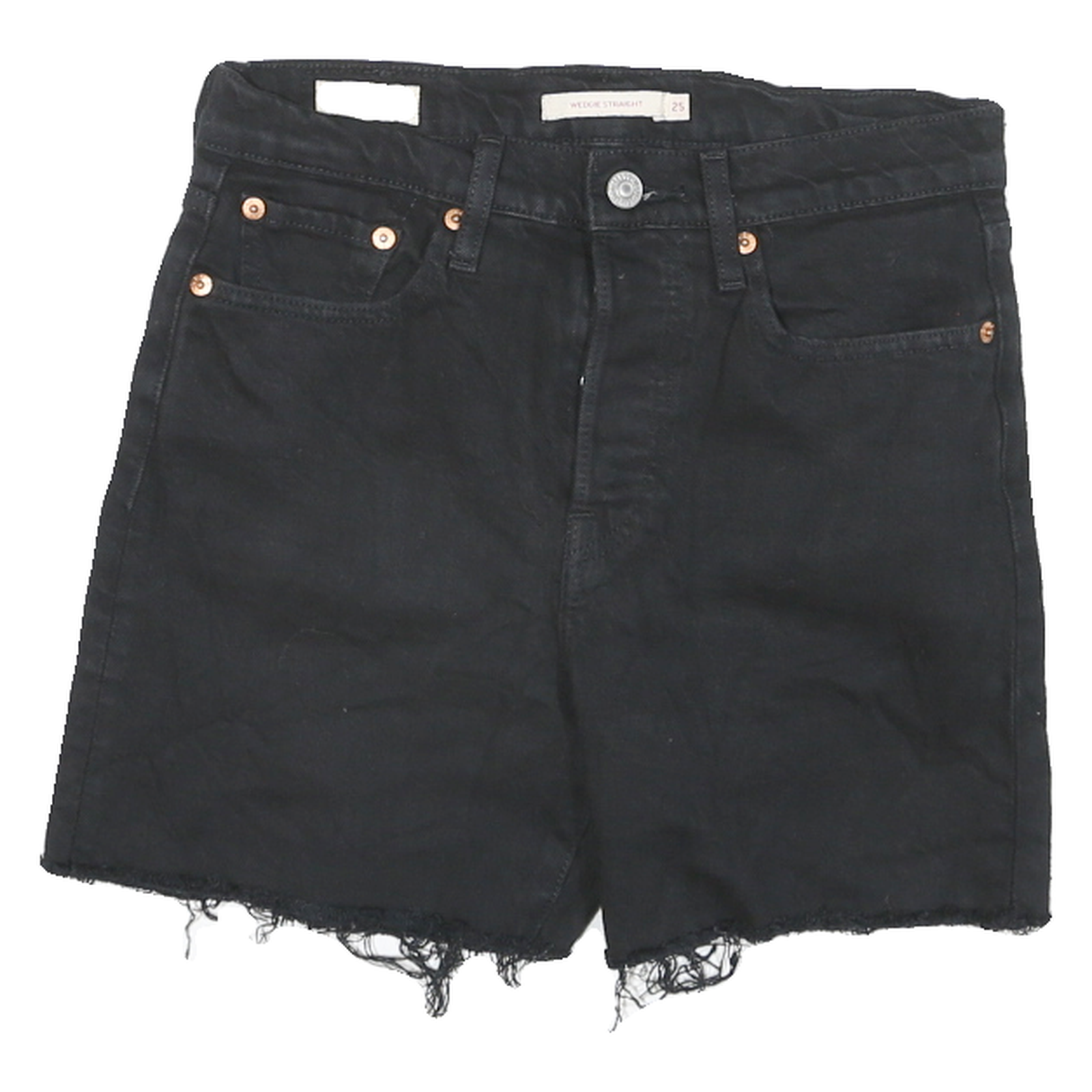 LEVI'S Womens Black Denim Cut-Off Shorts S W25 Casual Frayed Hem Refurbished - N/A refurbished available on Cerqular