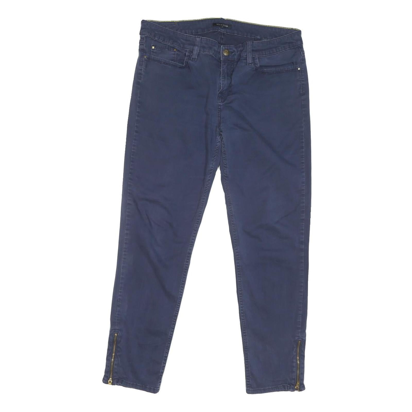TOMMY HILFIGER Womens Cotton Blend Blue Regular Zip Regular Fit Trousers W32 L27 Refurbished - N/A refurbished available on Cerqular