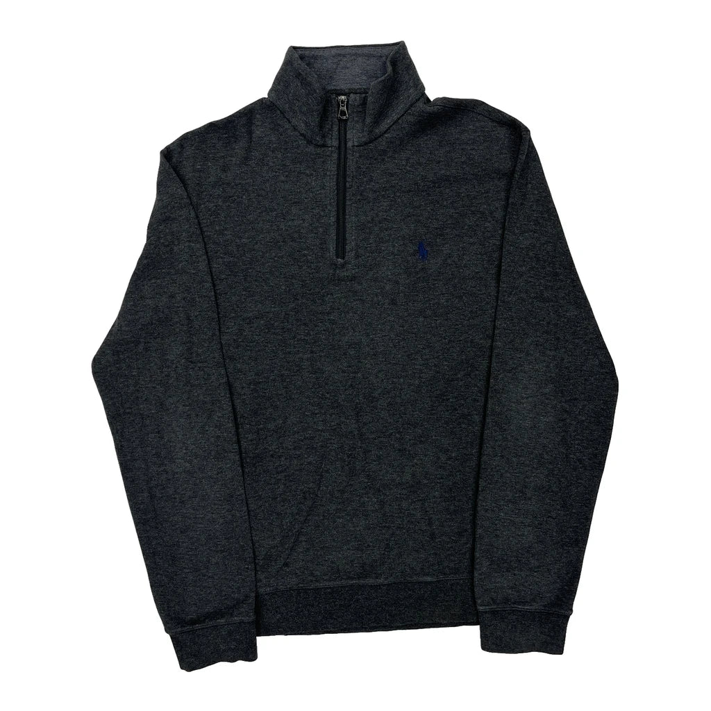 Polo By Ralph Lauren 1/4 Zip - Small Grey Cotton Refurbished - Thrifted (note: this is a term often used to describe second- refurbished available on Cerqular