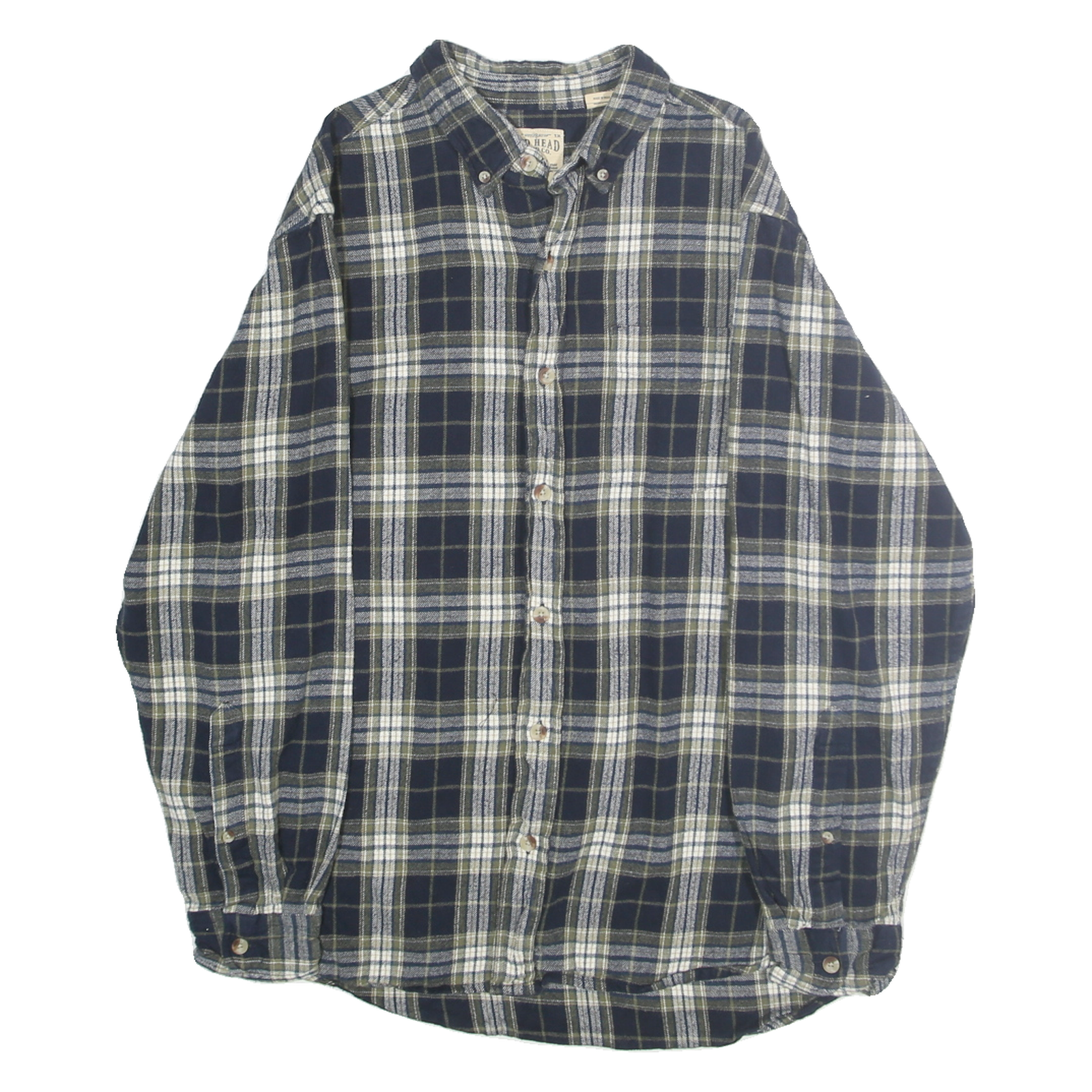 RED HEAD Mens Blue & Cream Plaid Shirt M Cotton Casual Button Down Long Sleeve Refurbished - N/A refurbished available on Cerqular