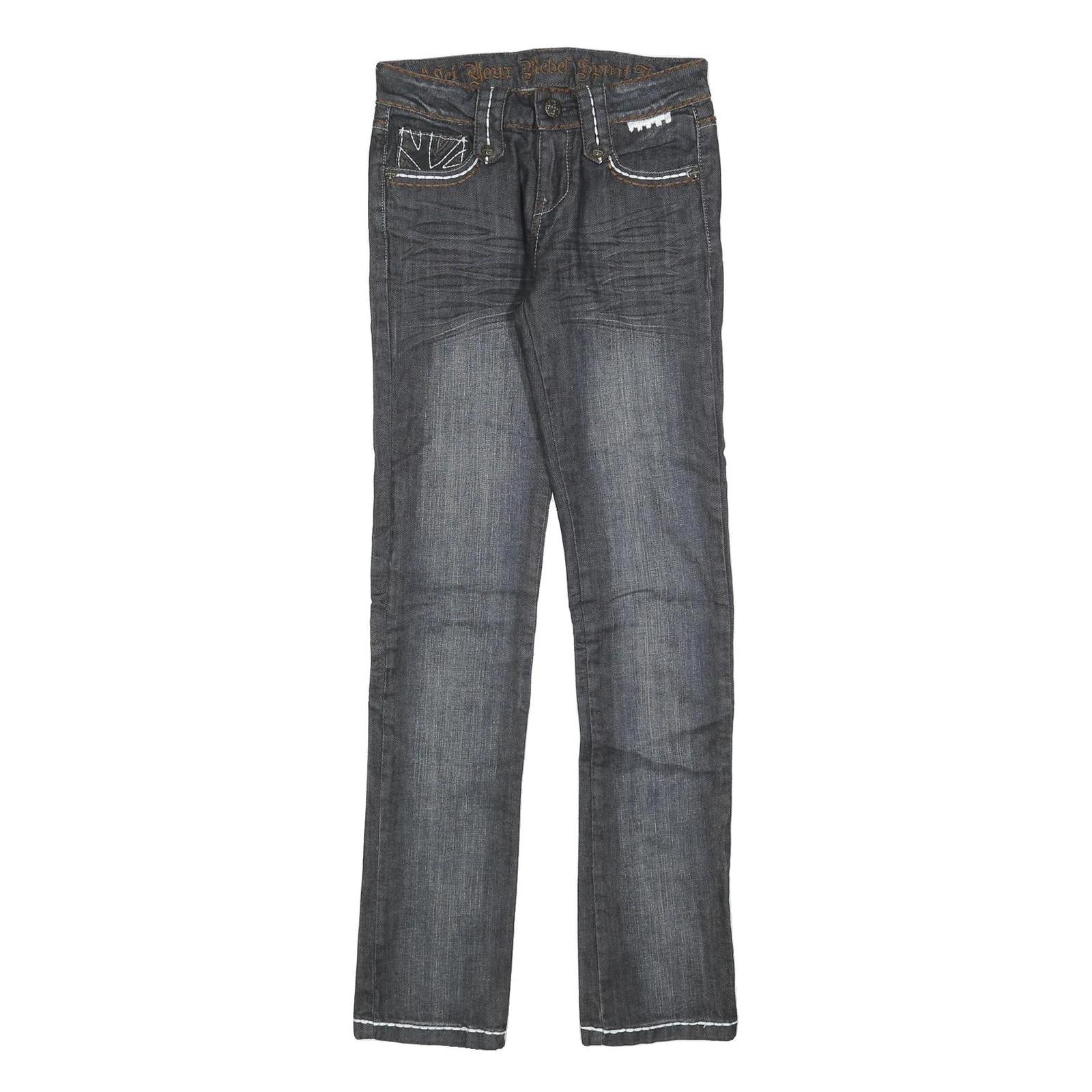 REBEL SPIRIT Womens Slim Blue Denim Jeans W26 L32 British Flag Stitching Refurbished - N/A refurbished available on Cerqular