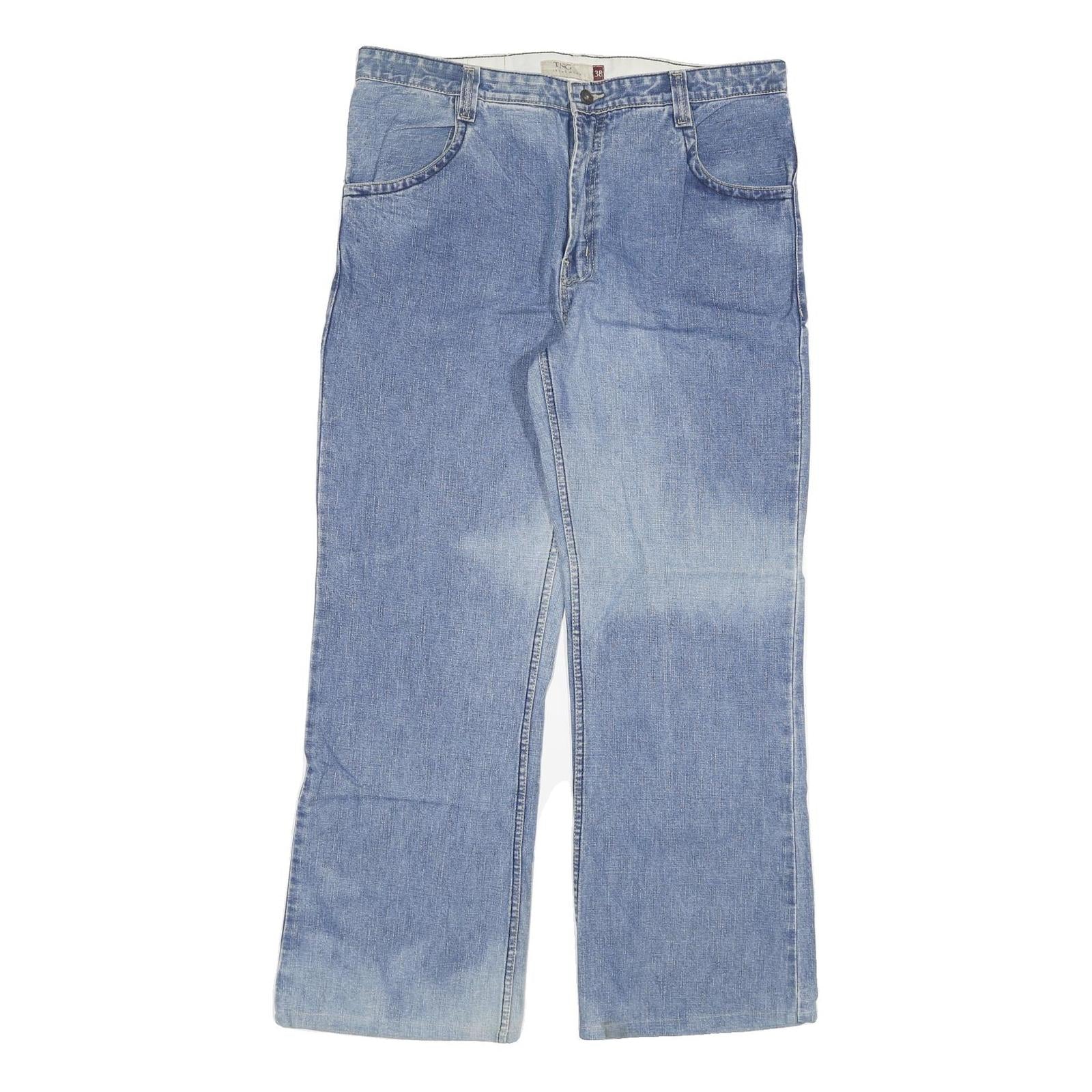 TNG Mens Blue Regular Fit Straight Denim Jeans W38 L30 Classic Cotton Blend Zip Refurbished - N/A refurbished available on Cerqular