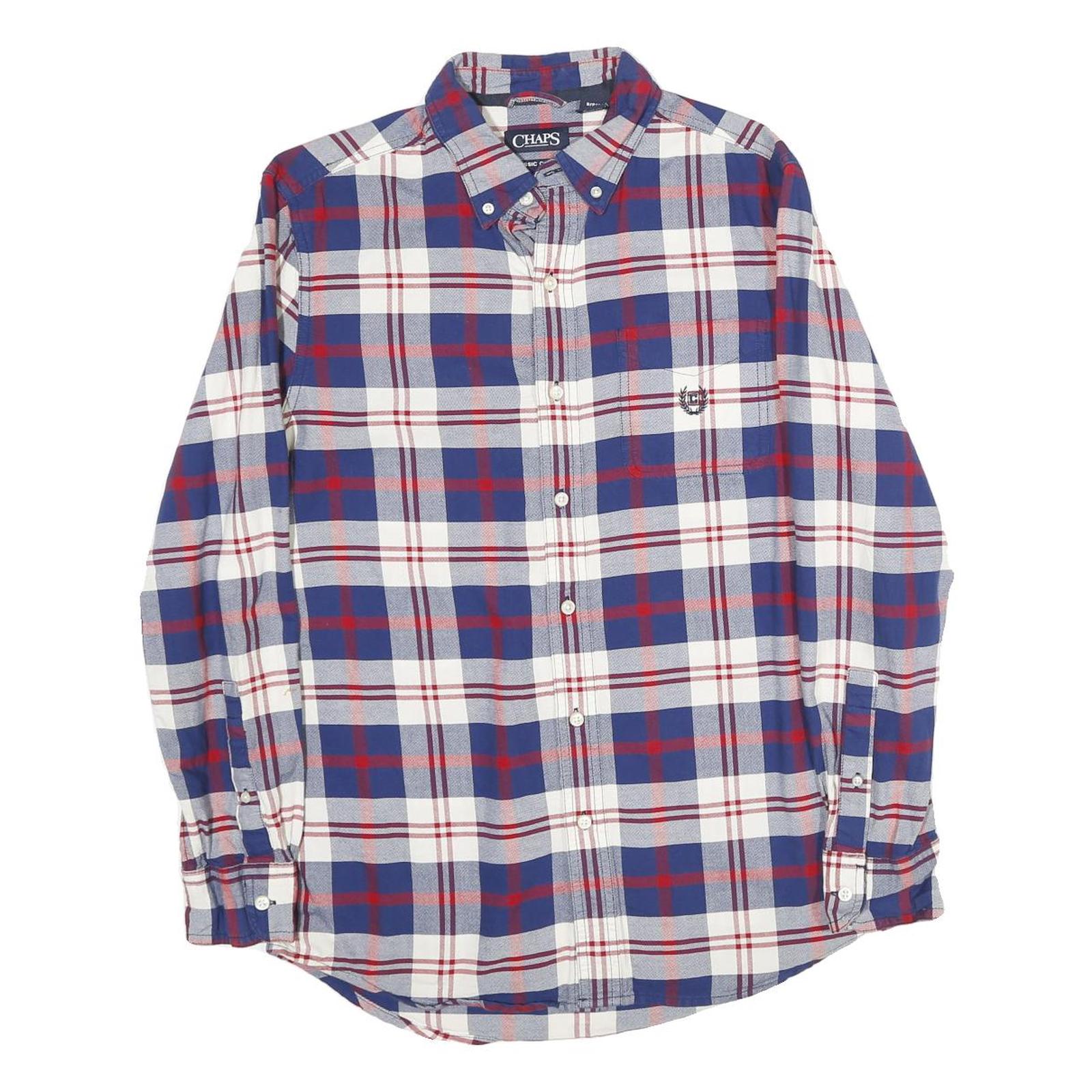 CHAPS Mens Blue & Red Check Shirt S Classic Cotton Button Down Casual Refurbished - N/A refurbished available on Cerqular