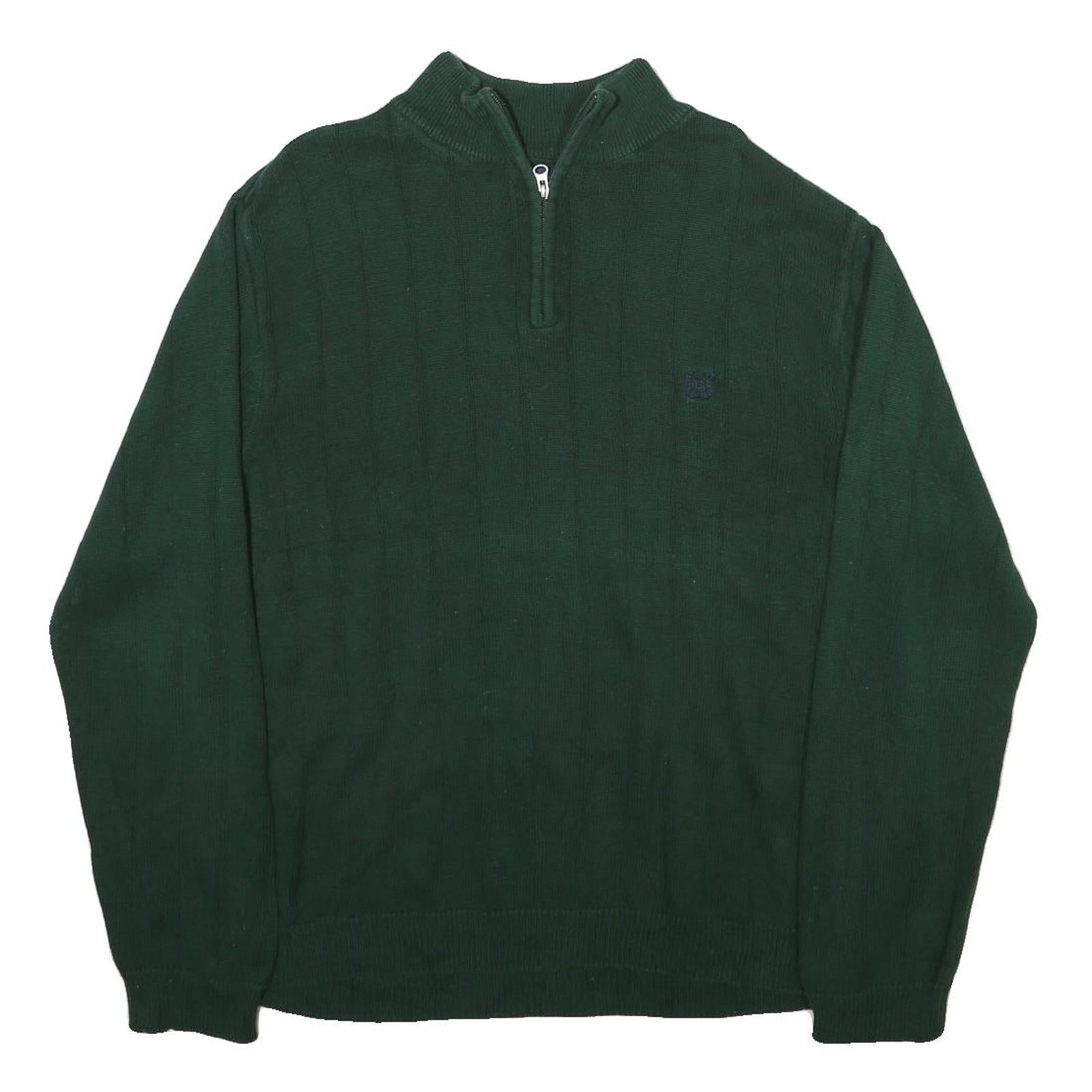 CHAPS Mens Green Jumper Patterned 1/4 Zip Basic Knit L Cotton Blend Casual Refurbished - N/A refurbished available on Cerqular