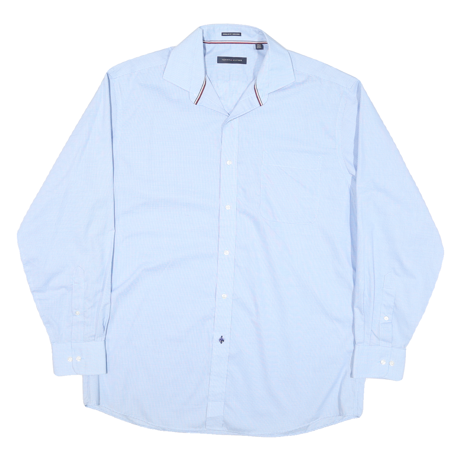 TOMMY HILFIGER Mens Blue Cotton Blend Shirt L Button-Down Collar Long Sleeve Refurbished - N/A refurbished available on Cerqular