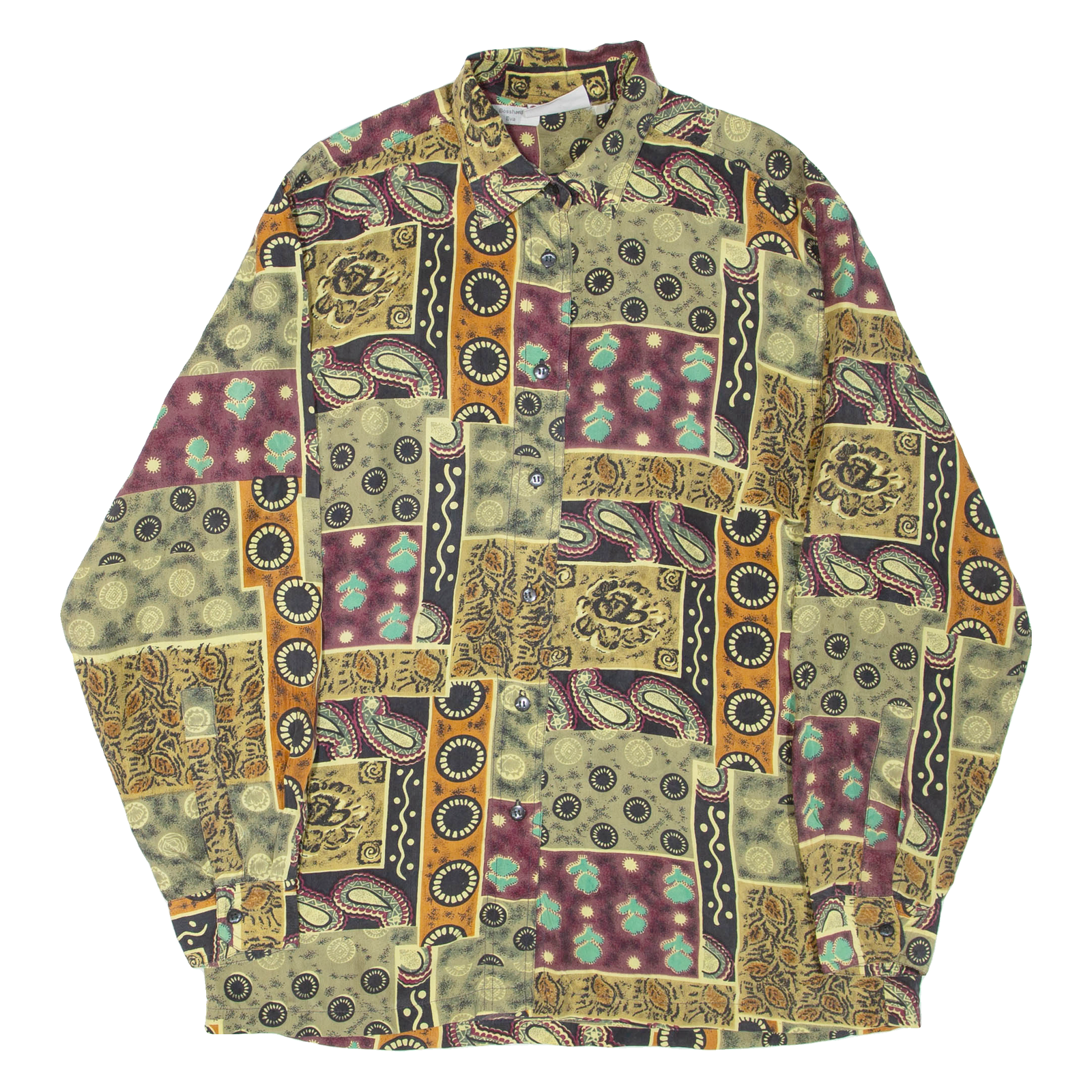 Womens Printed Shirt Orange Collared Long Sleeve Crazy Pattern L Refurbished - N/A refurbished available on Cerqular