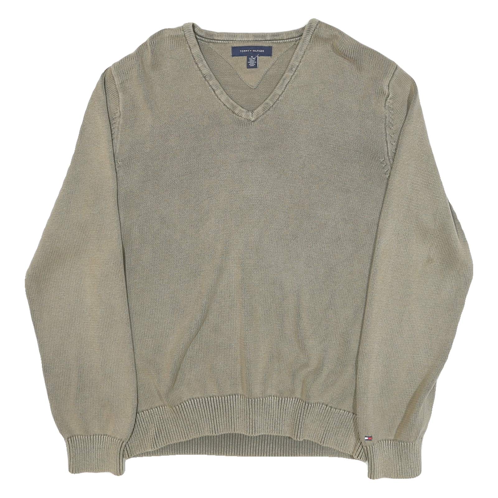TOMMY HILFIGER Mens Beige Plain V Neck Basic Knit XL Cotton Blend Jumper Refurbished - N/A refurbished available on Cerqular