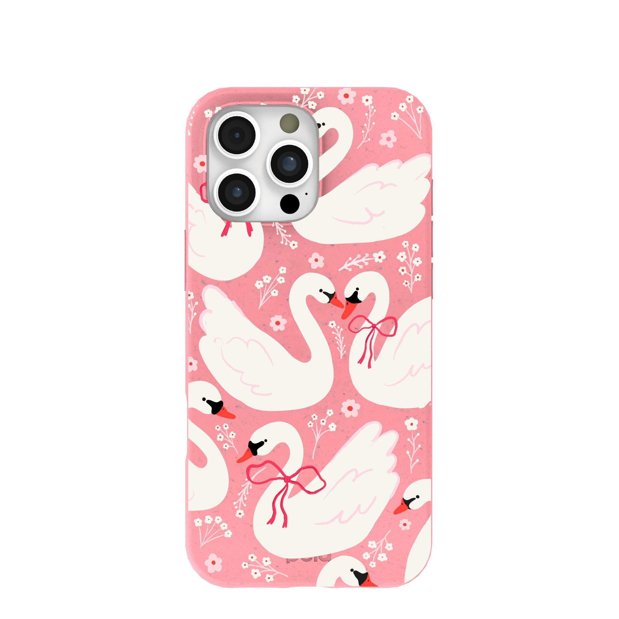 Bubblegum Pink Swan Garden iPhone 16 Pro Max Case Refurbished - Pela Case refurbished available on Cerqular