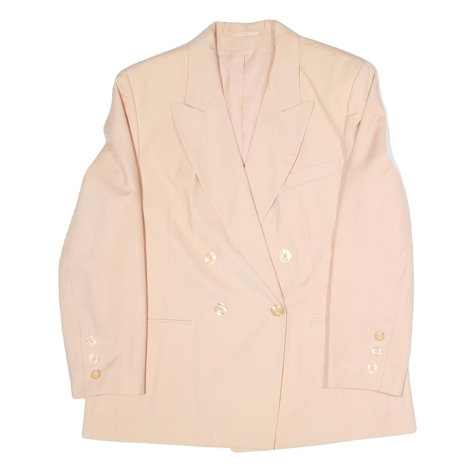 Womens Cream Double Breasted Button Polyester Blend Jacket XL Plain Elegant Refurbished - N/A refurbished available on Cerqular