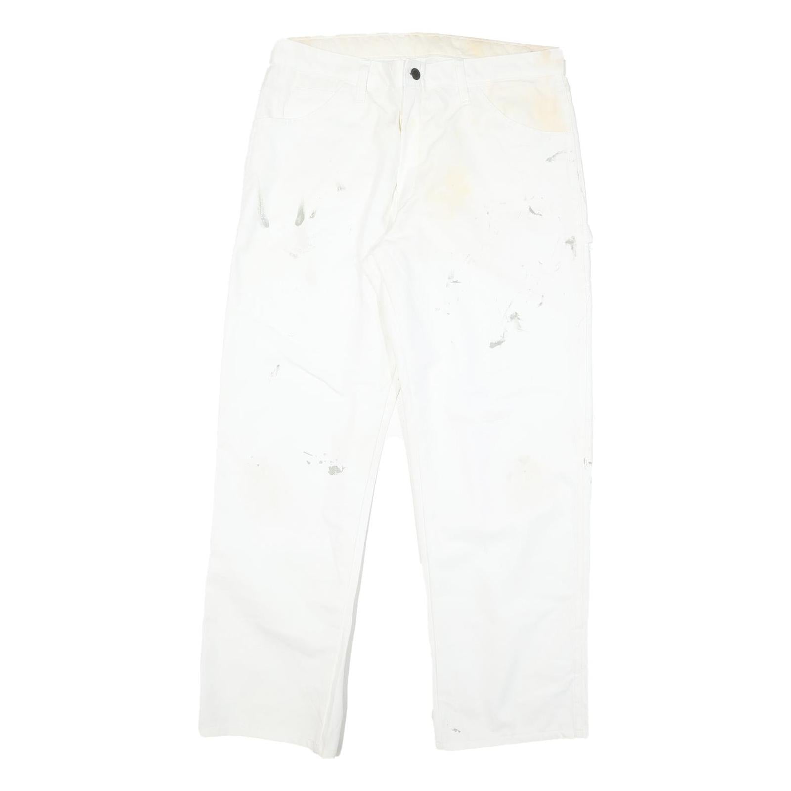 DICKIES Mens Cotton Blend White Regular Straight Trousers W33 L30 Workwear Refurbished - N/A refurbished available on Cerqular