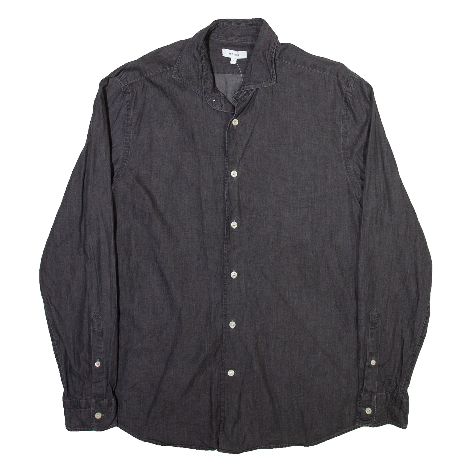 REISS Mens Plain Shirt Grey Long Sleeve L Refurbished - N/A refurbished available on Cerqular