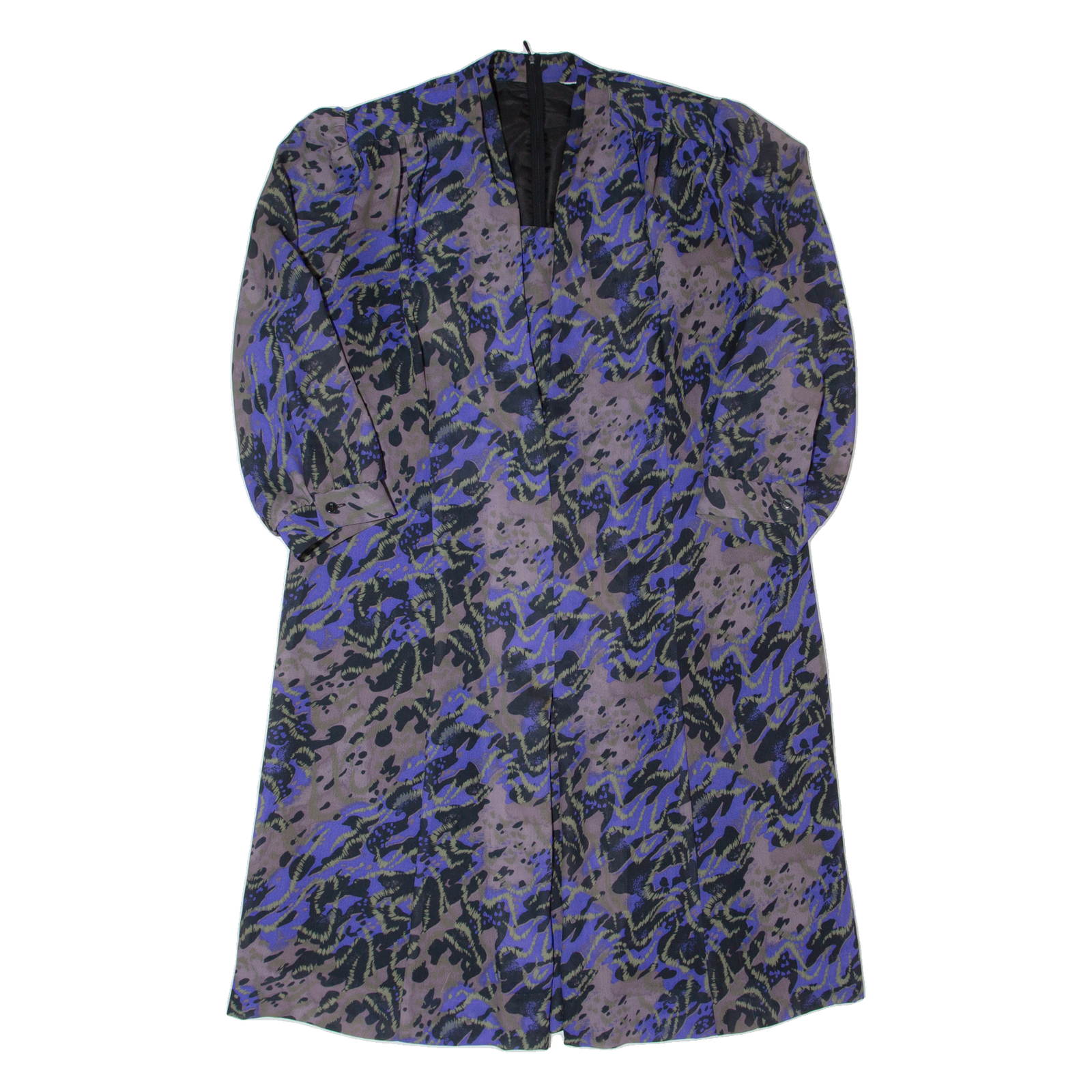 Womens Shift Dress Grey 90s Crazy Pattern Midi L Refurbished - N/A refurbished available on Cerqular