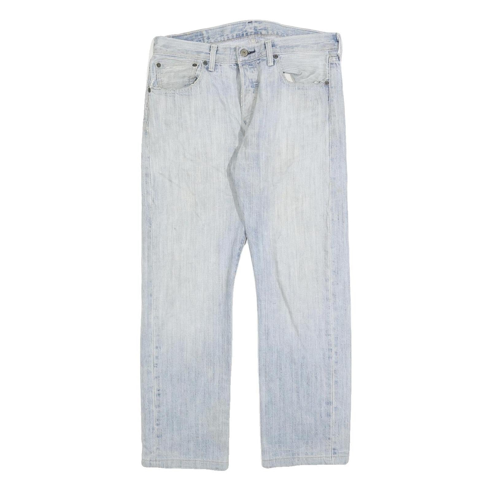 LEVI'S 501 Mens Jeans Blue Regular Straight Denim Light W32 L27 Button Cotton Refurbished - N/A refurbished available on Cerqular