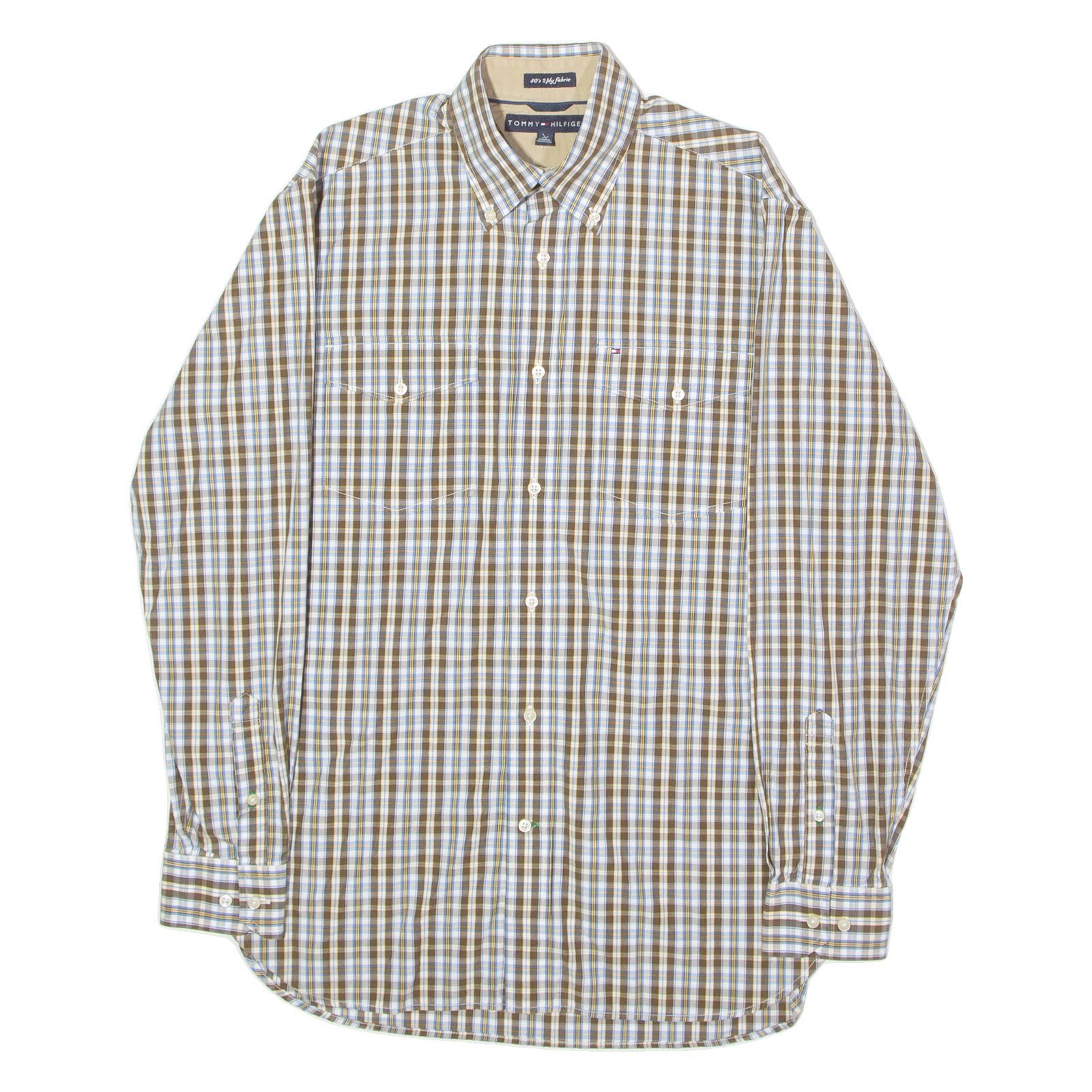 TOMMY HILFIGER Mens Shirt Brown Check Long Sleeve S Refurbished - N/A refurbished available on Cerqular