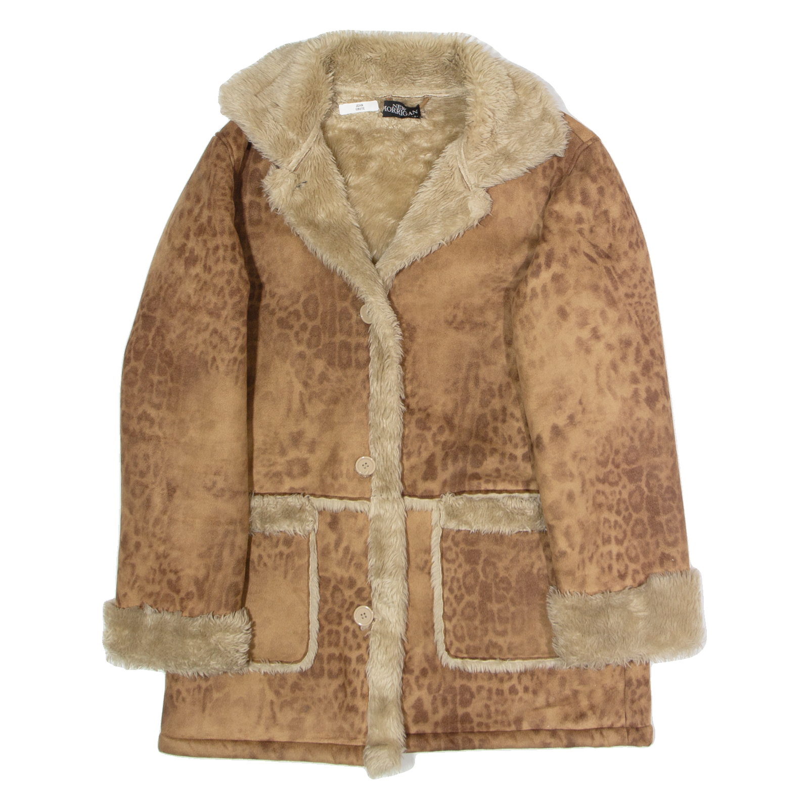 NEW MORRIGAN Faux Fur Afghan Style Womens Overcoat Coat Brown Faux Suede S Refurbished - N/A refurbished available on Cerqular