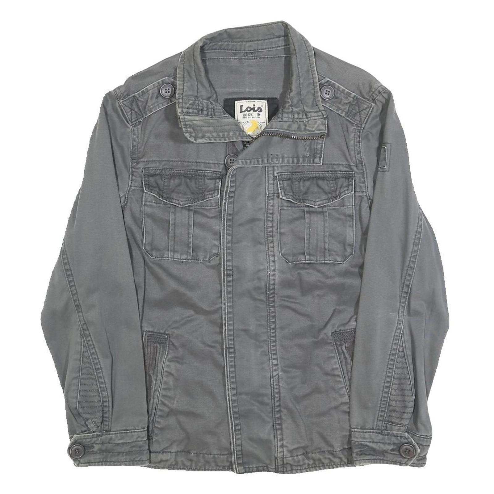 LOIS Mens Grey Cotton Workwear Button Jacket S Casual Durable Classic Refurbished - N/A refurbished available on Cerqular