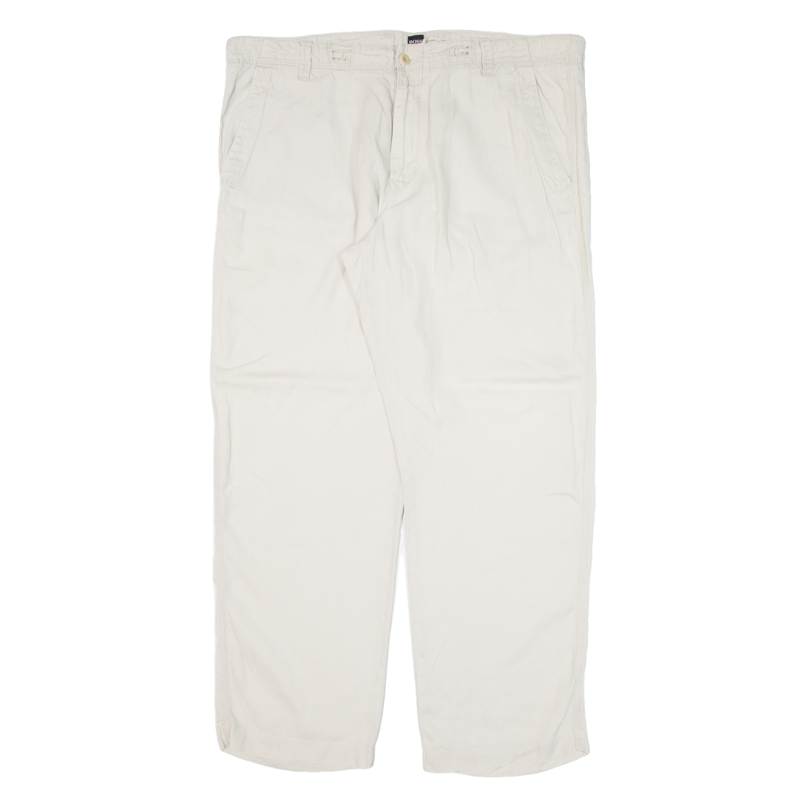 HUGO BOSS Mens Trousers Beige Loose Straight W39 L30 Refurbished - N/A refurbished available on Cerqular