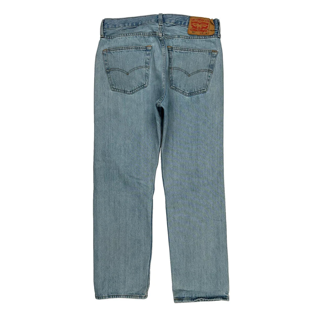 501 Levis Jeans - 32W 30L Light Wash Denim Refurbished - Thrifted (note: this is a term often used to describe second- refurbished available on Cerqular