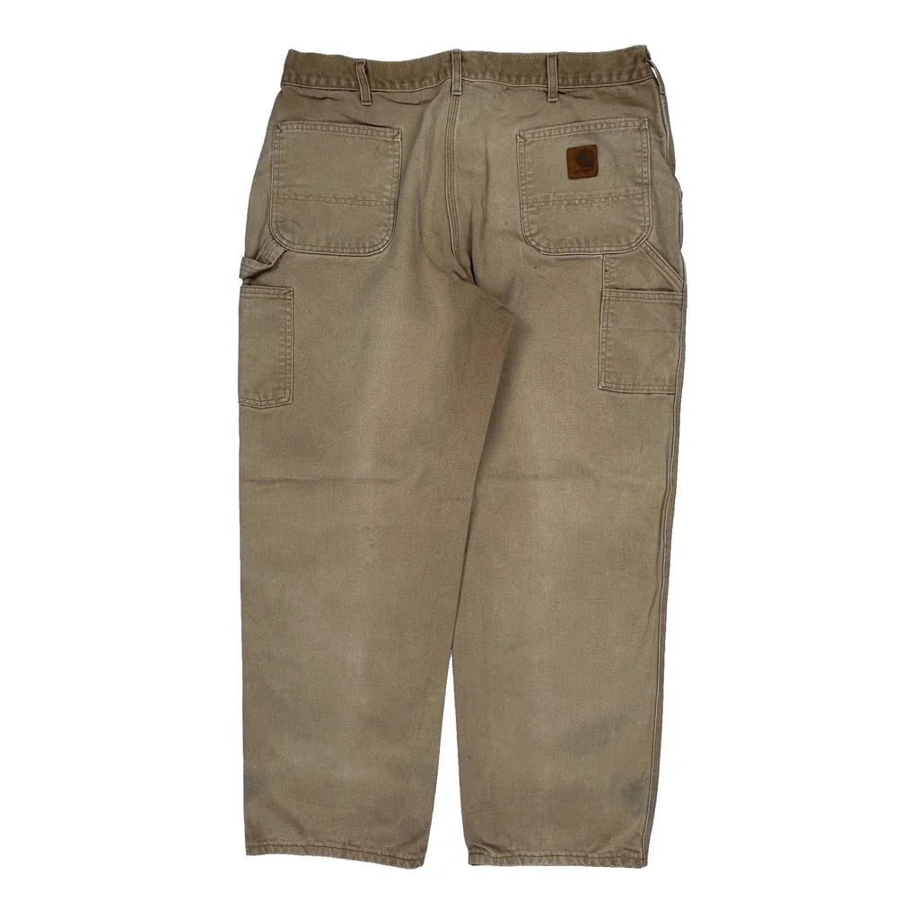 Carhartt Carpenter Trousers - 38W 30L Beige Cotton Refurbished - Thrifted (note: this is a term often used to describe second- refurbished available on Cerqular