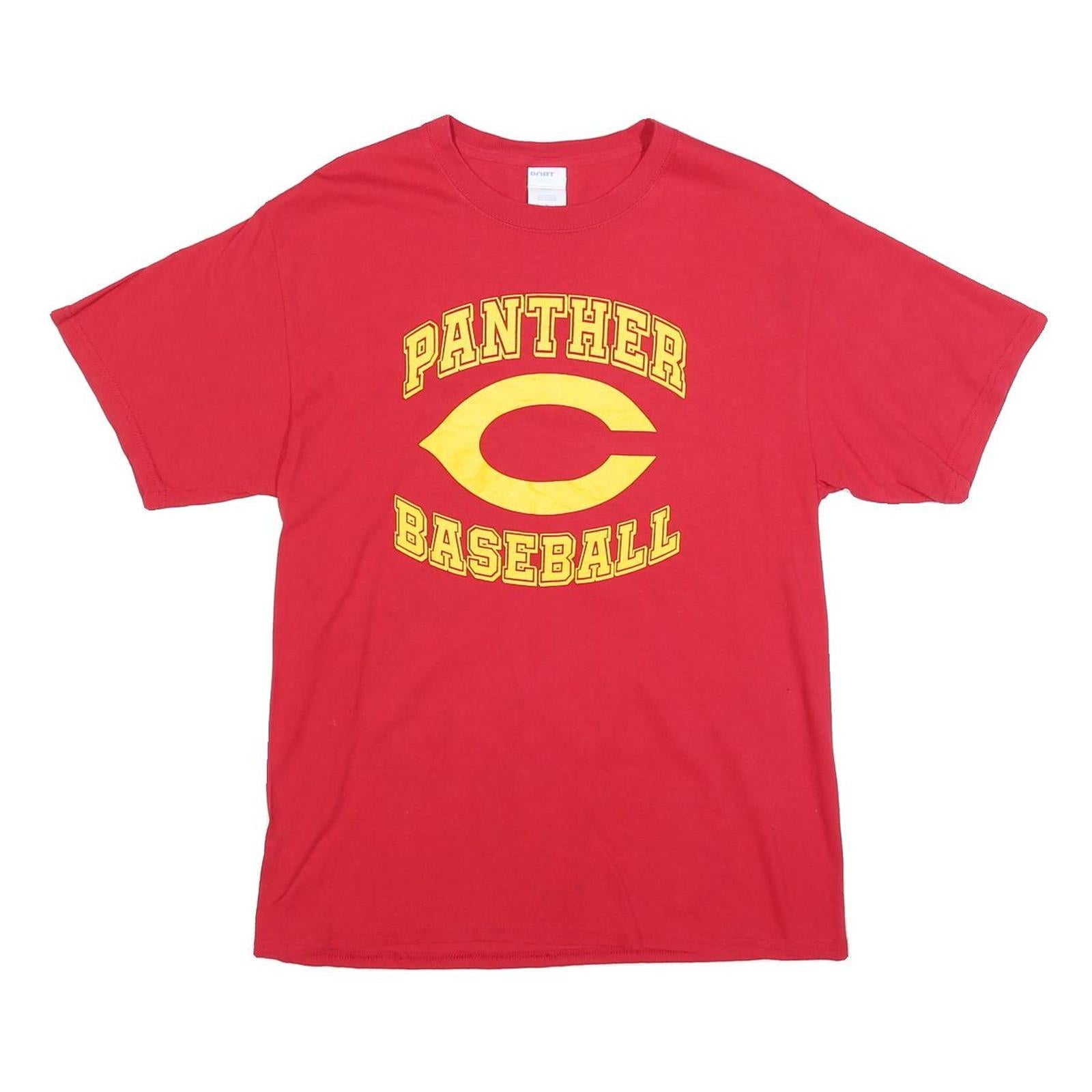 PORT & COMPANY Mens Red Panther Baseball Graphic T-Shirt M Short Sleeve Crew Refurbished - N/A refurbished available on Cerqular