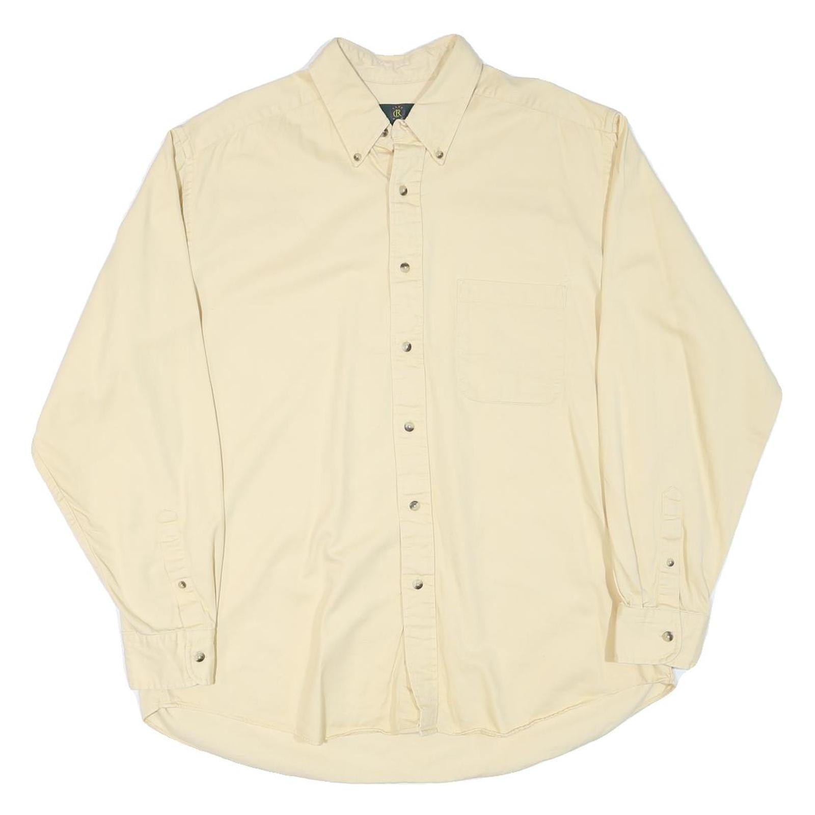 CLUB ROON Mens Beige XL Cotton Blend Shirt Button-Down Classic Long Sleeve Refurbished - N/A refurbished available on Cerqular