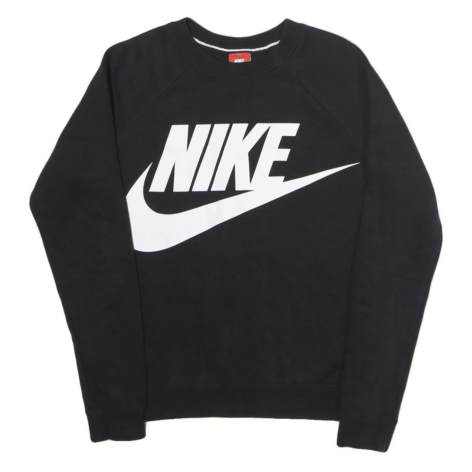 NIKE Mens Black Crew Neck S Cotton Blend Pullover Sweatshirt Bold Logo Refurbished - N/A refurbished available on Cerqular