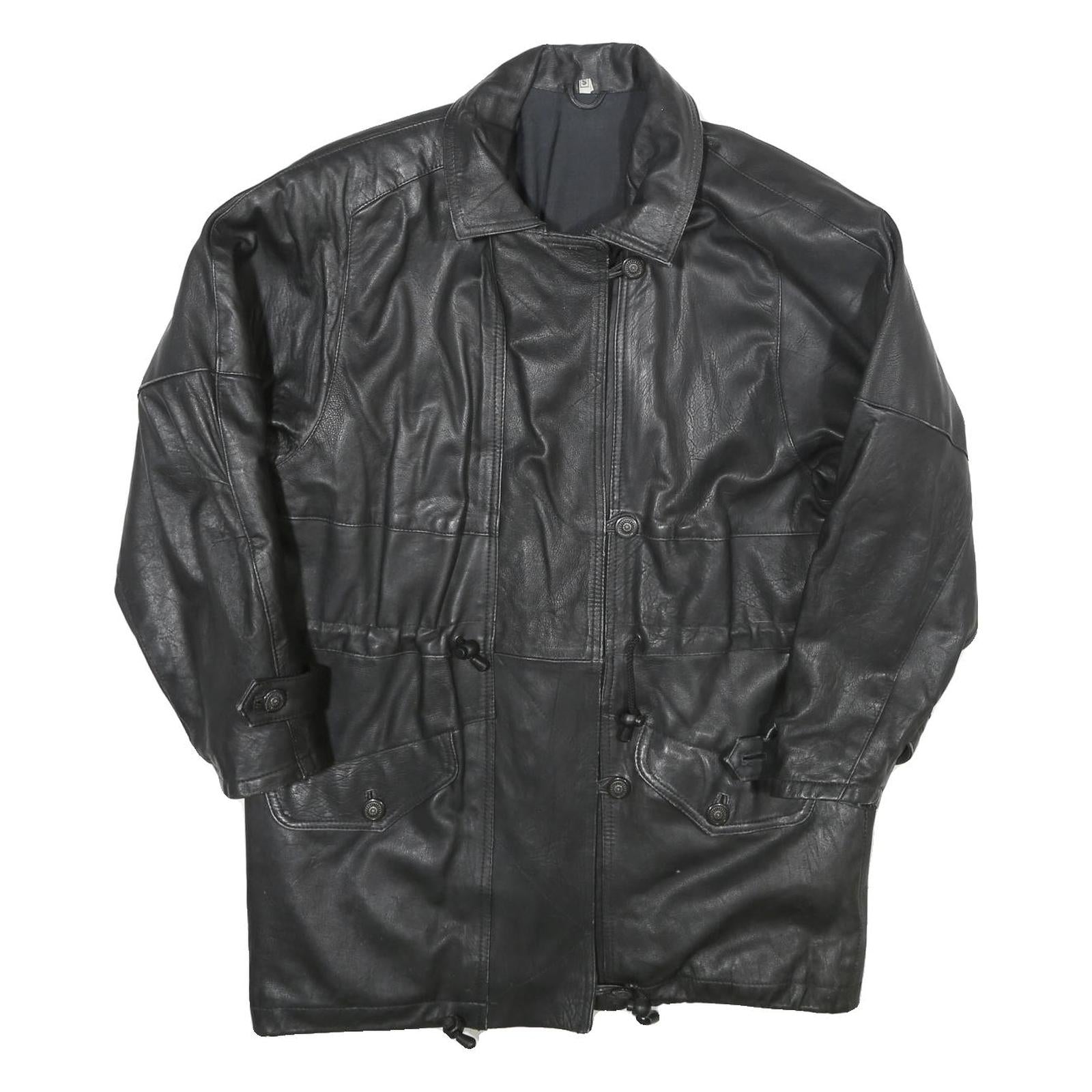 Womens Black Leather Zip Jacket S Plain Casual Outerwear Refurbished - N/A refurbished available on Cerqular