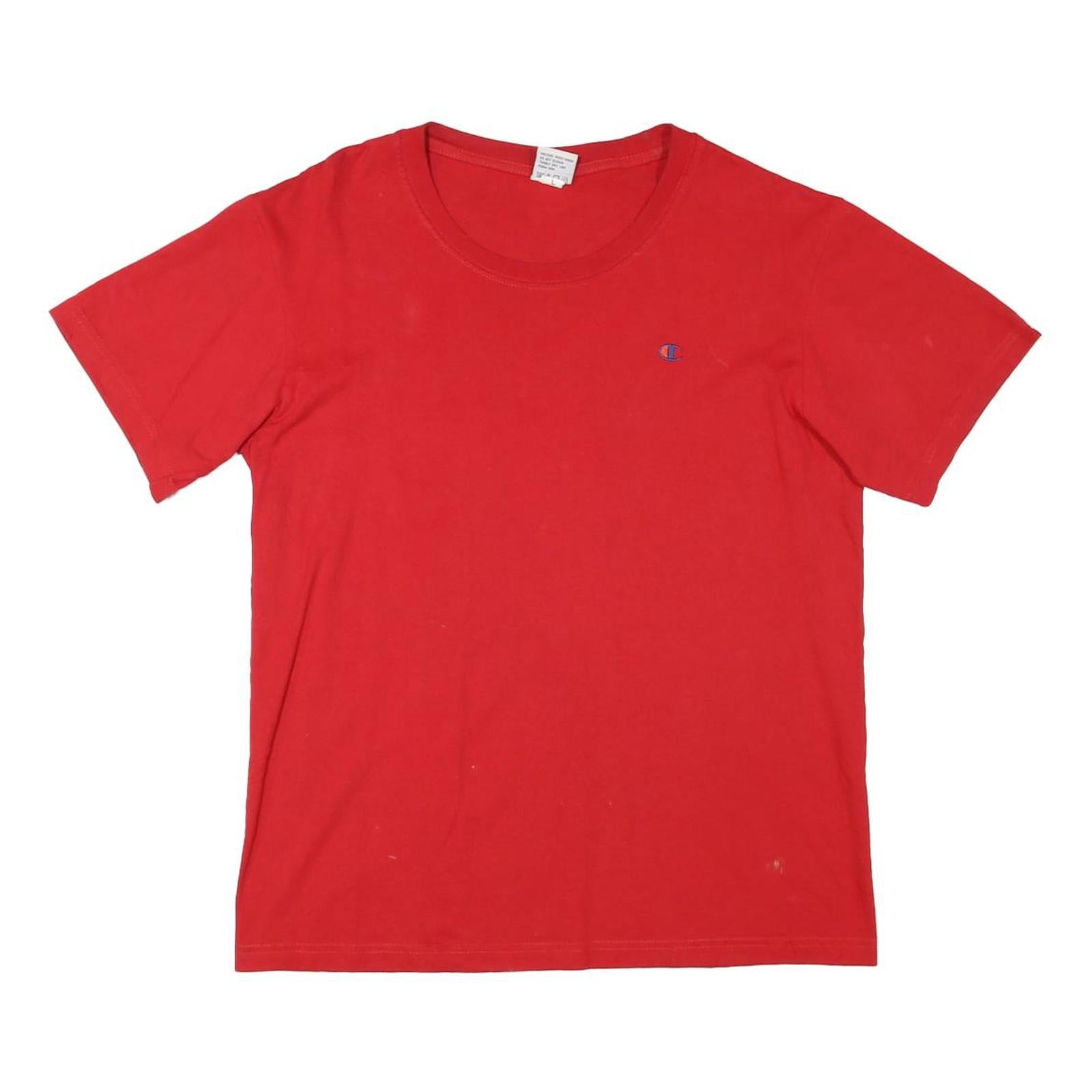 CHAMPION Mens Red Plain T-Shirt L Short Sleeve Crew Neck Classic Cotton Blend Refurbished - N/A refurbished available on Cerqular