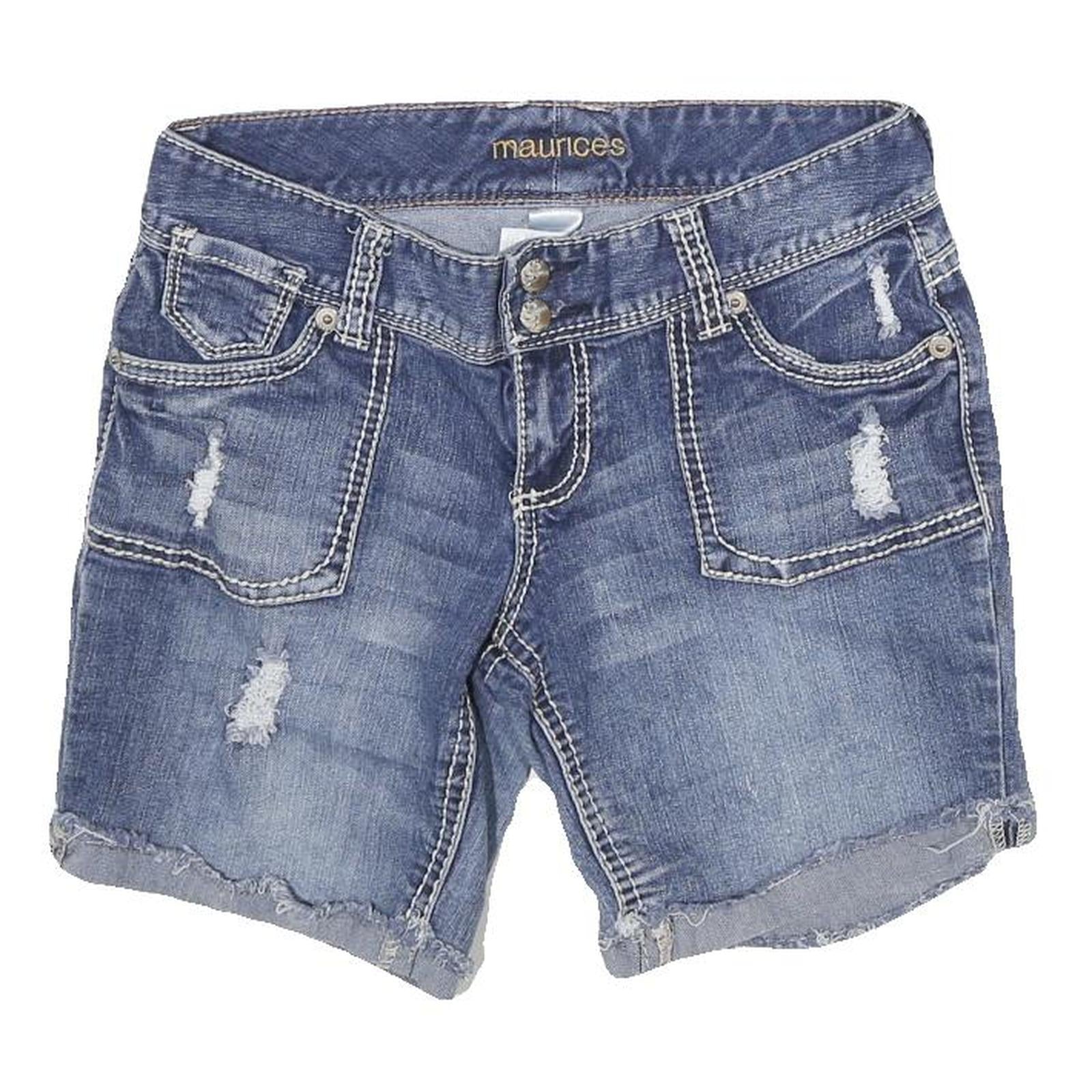 MAURICES Womens Denim Blue Casual Shorts M W28 Distressed Double Button Refurbished - N/A refurbished available on Cerqular
